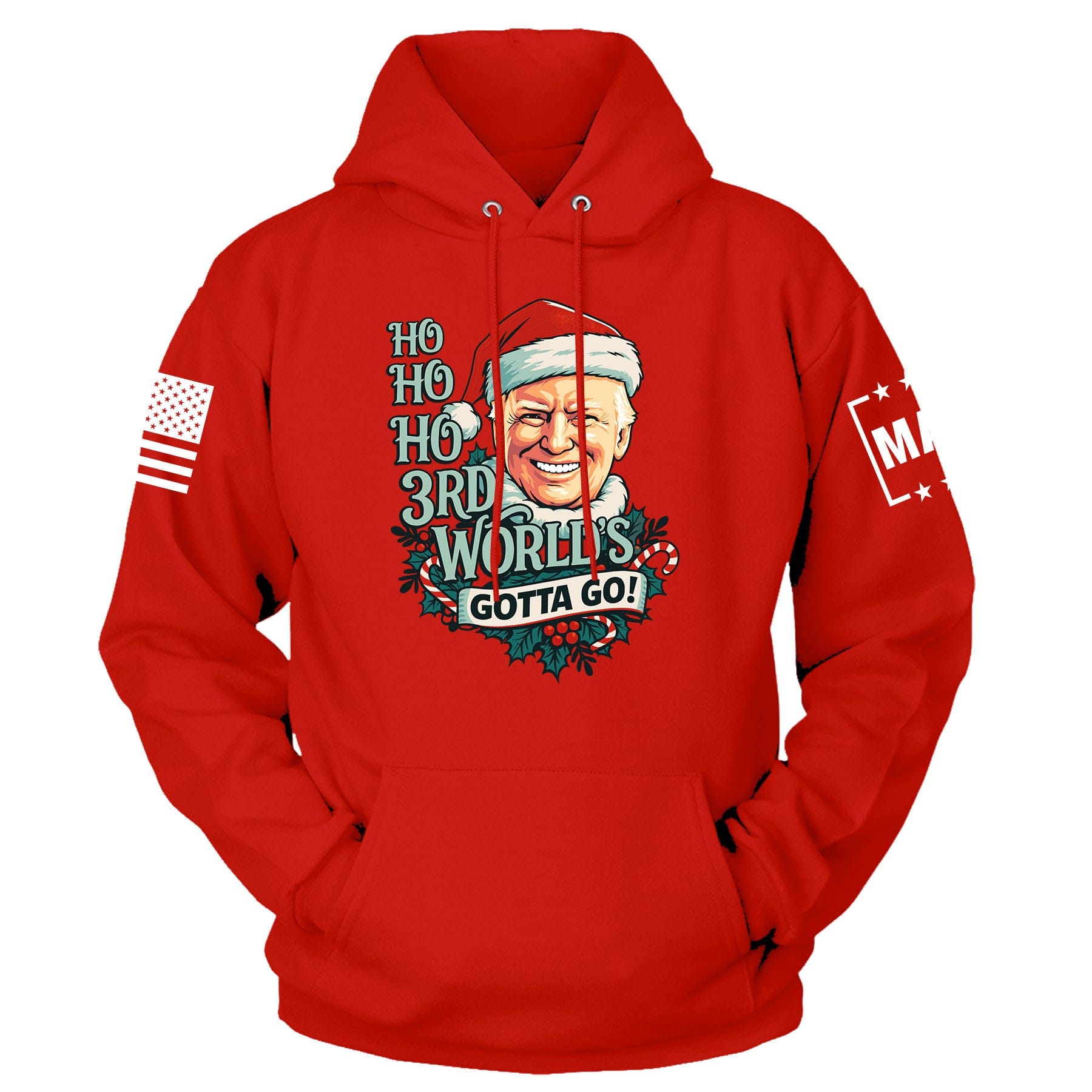 Red / S Ho Ho Ho 3rd World's Gotta Go Hoodie maga trump