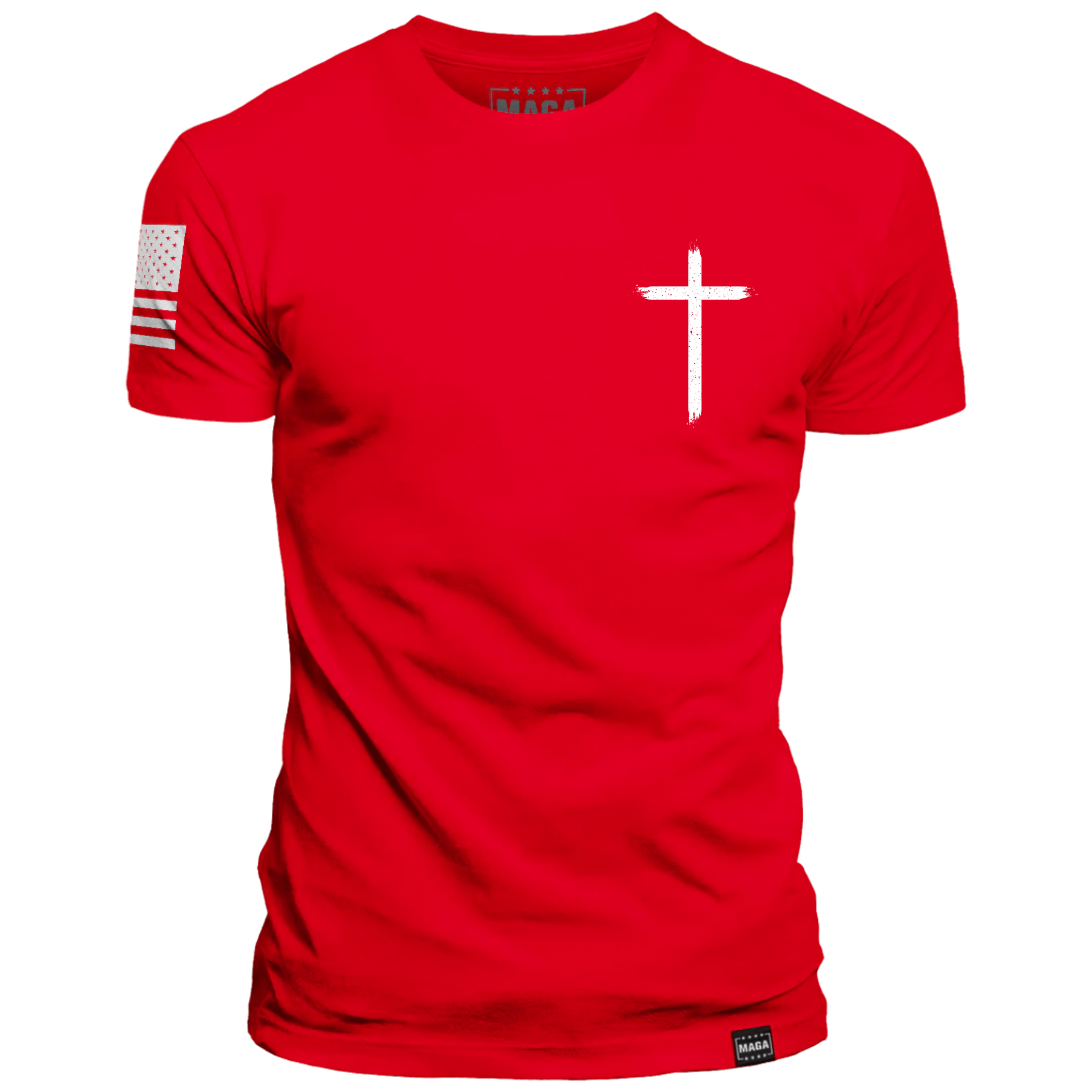 Red / S Make America Holy Again Brushstroke Cross maga trump