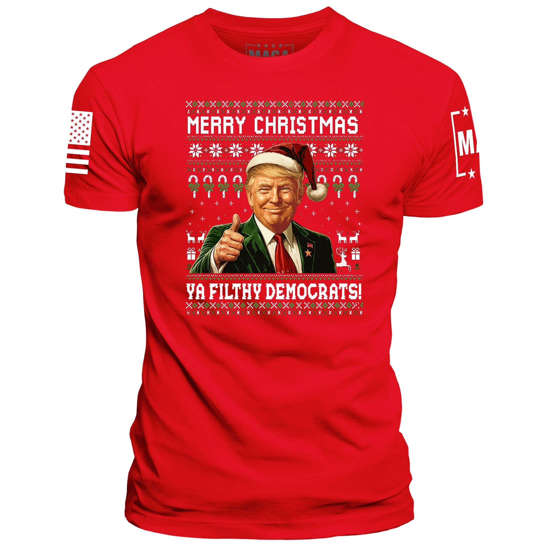 Red / S Merry Christmas Ya Filthy Democrats! maga trump