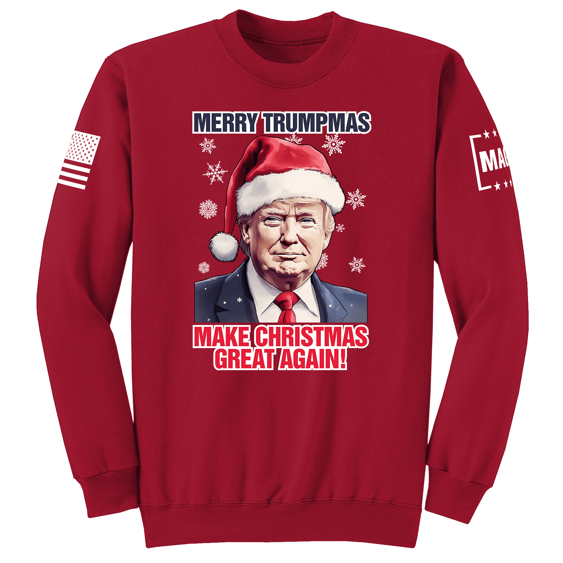 Red / S Merry Trumpmas Sweatshirt maga trump
