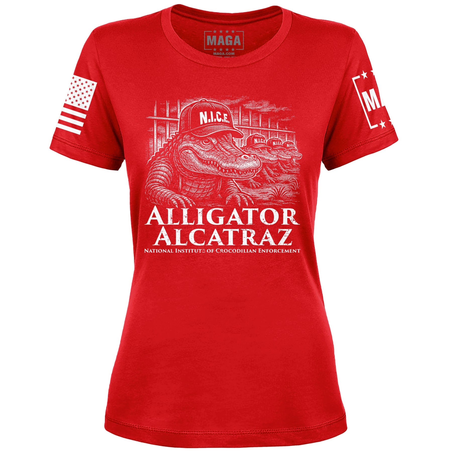 Red / S N.I.C.E. - Alligator Alcatraz Ladies Tee maga trump