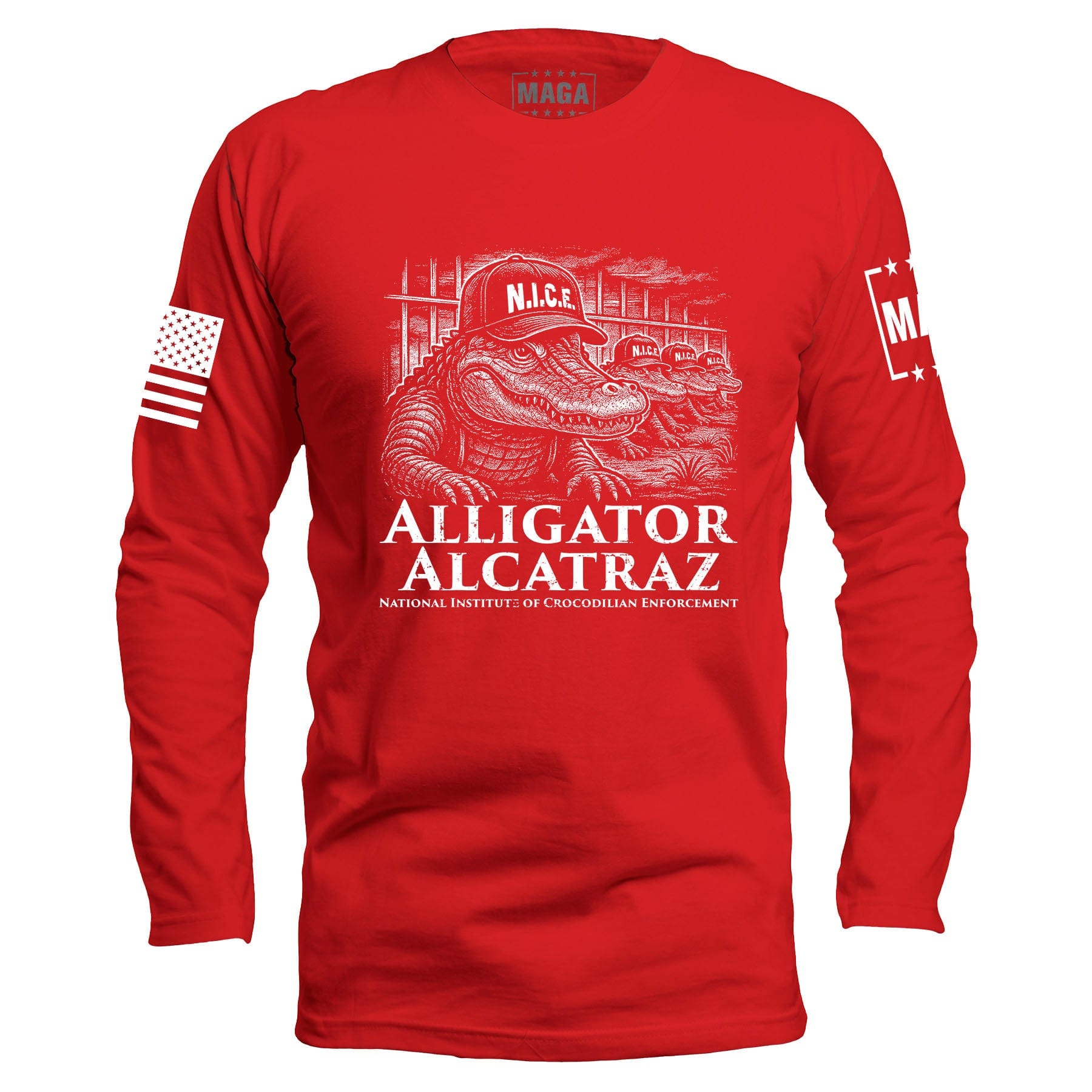 Red / S N.I.C.E. - Alligator Alcatraz Long Sleeve maga trump
