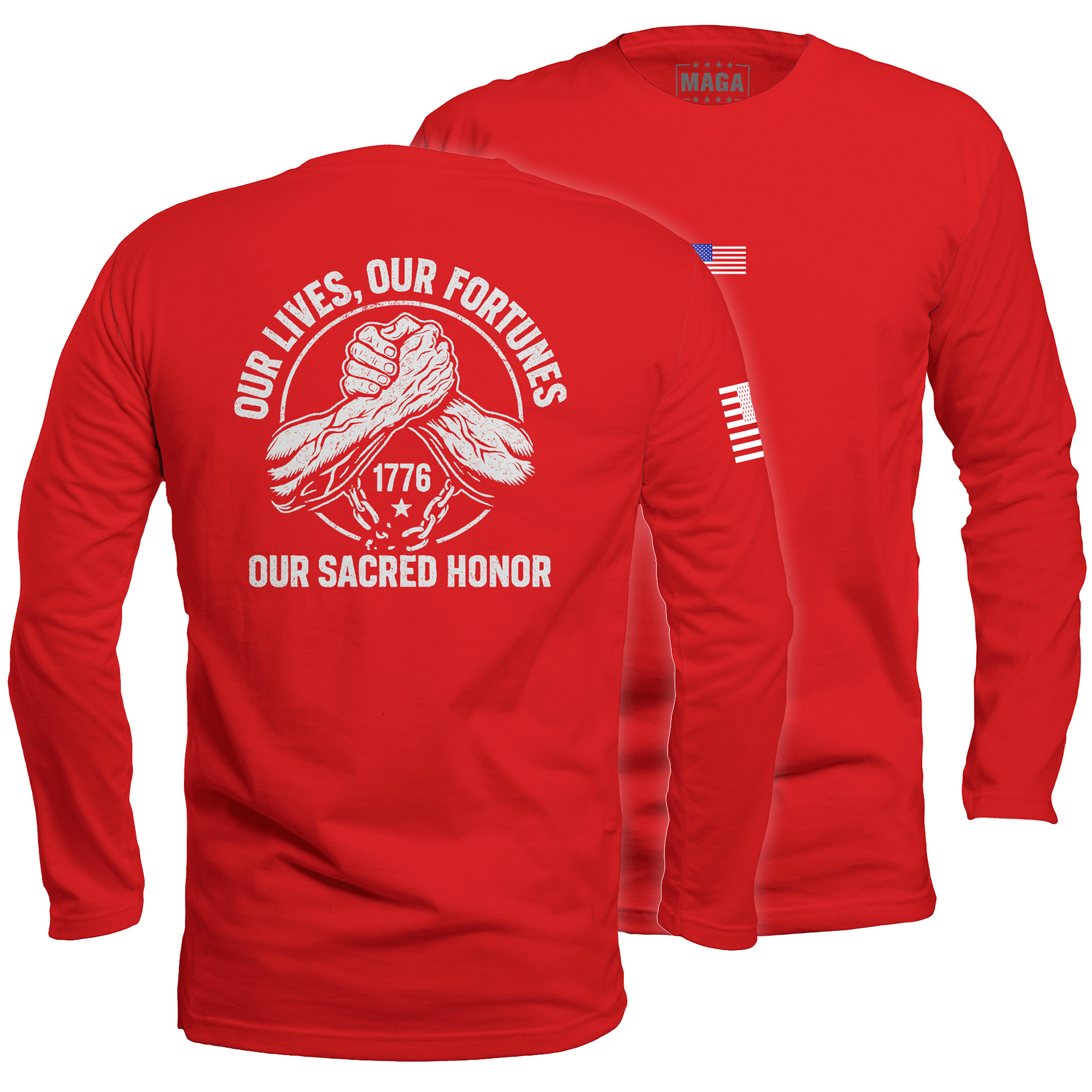 Red / S Our Lives, Our Fortunes, Our Sacred Honor Long Sleeve maga trump