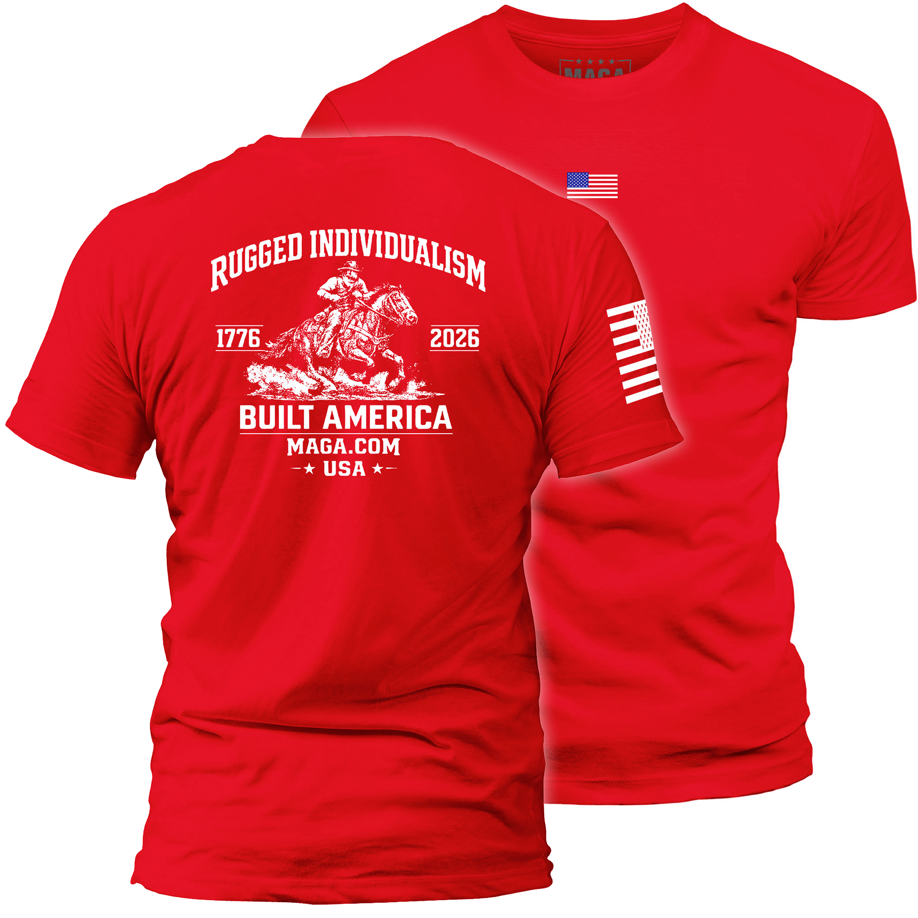 Red / S Rugged Individualism Built America maga trump