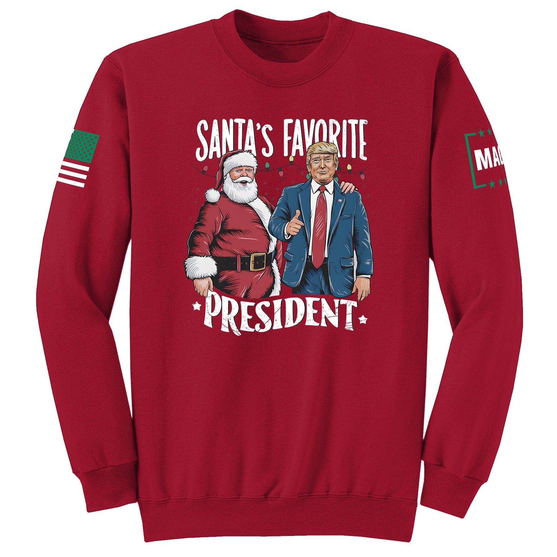 Red / S Santa's Favorite President Sweatshirt maga trump