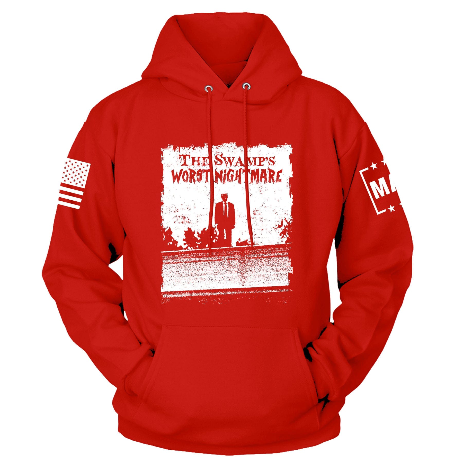 Red / S The Swamps Nightmare Hoodie maga trump