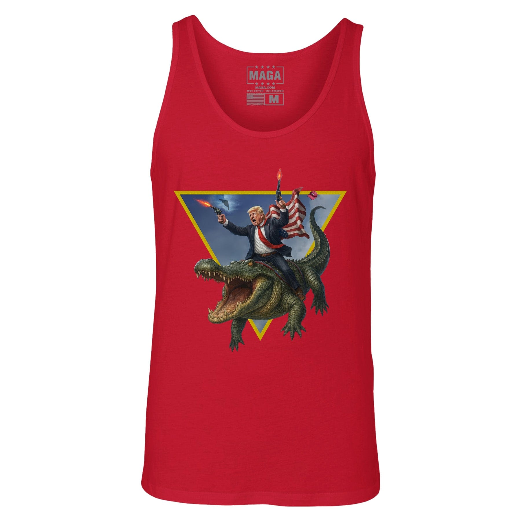 Red / S Trump Riding Alligator Tank Top maga trump
