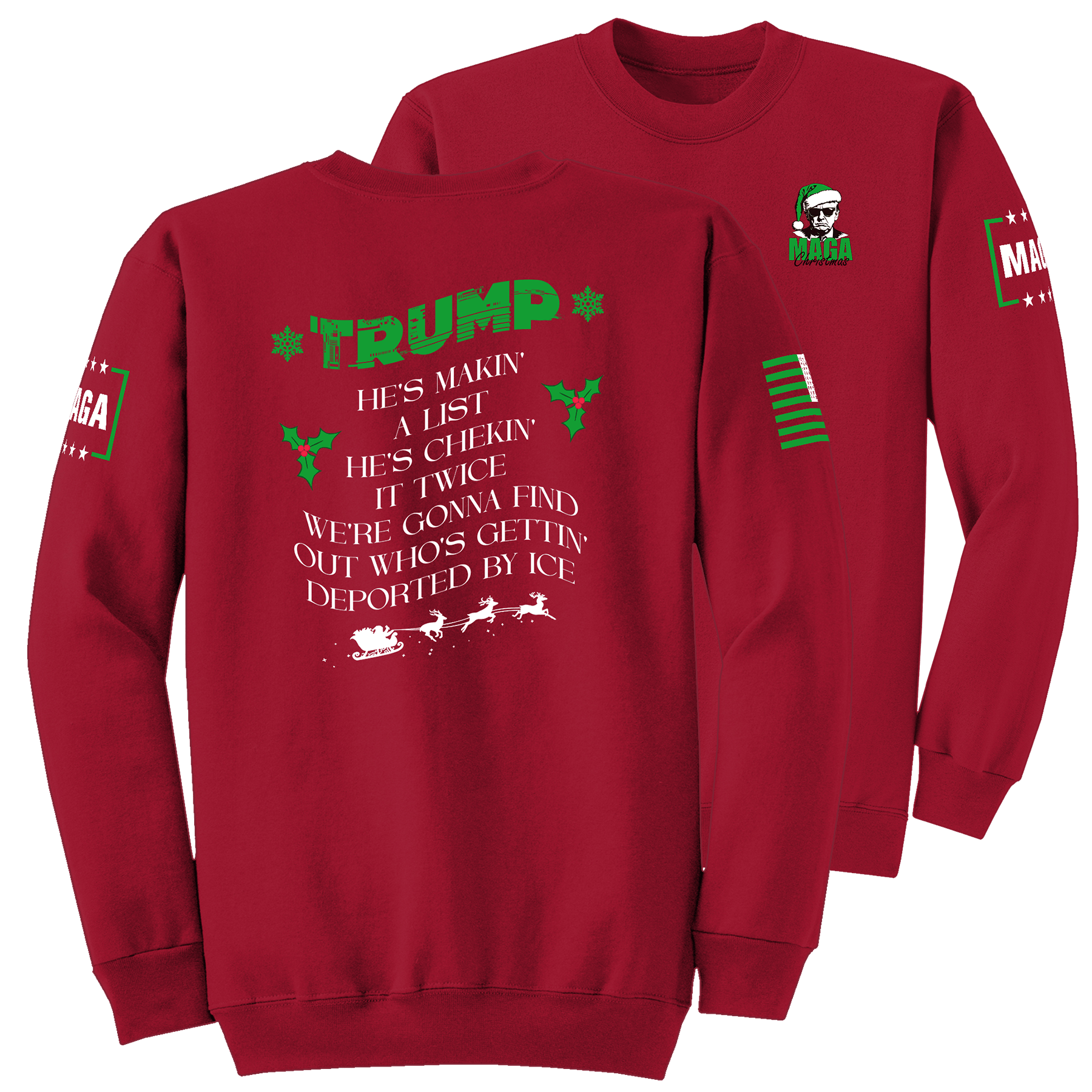 Red / S Trump Santa - Making A List Sweatshirt maga trump
