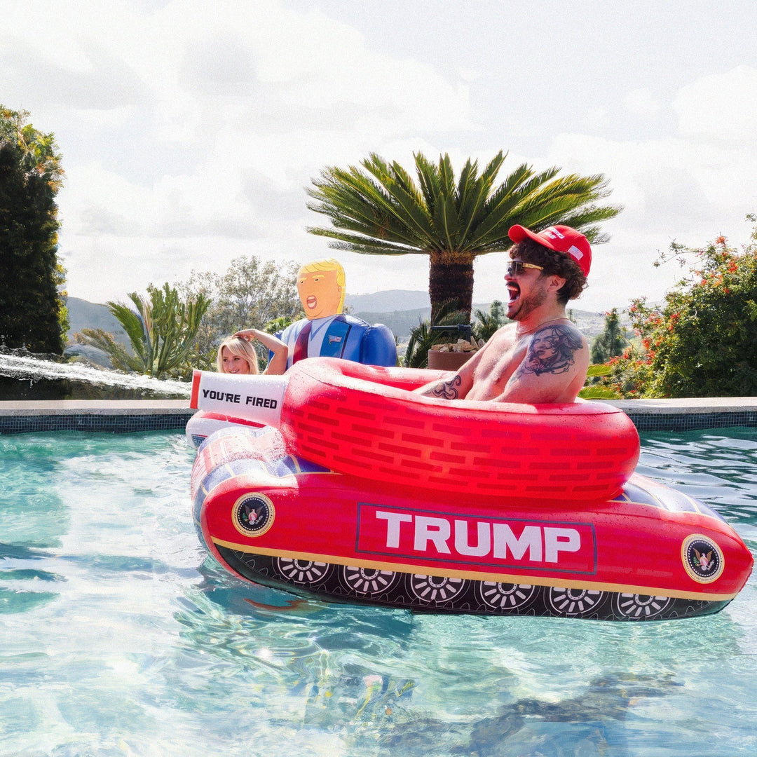Red Trump Tank Water Blaster Pool Float | Winter Sled maga trump