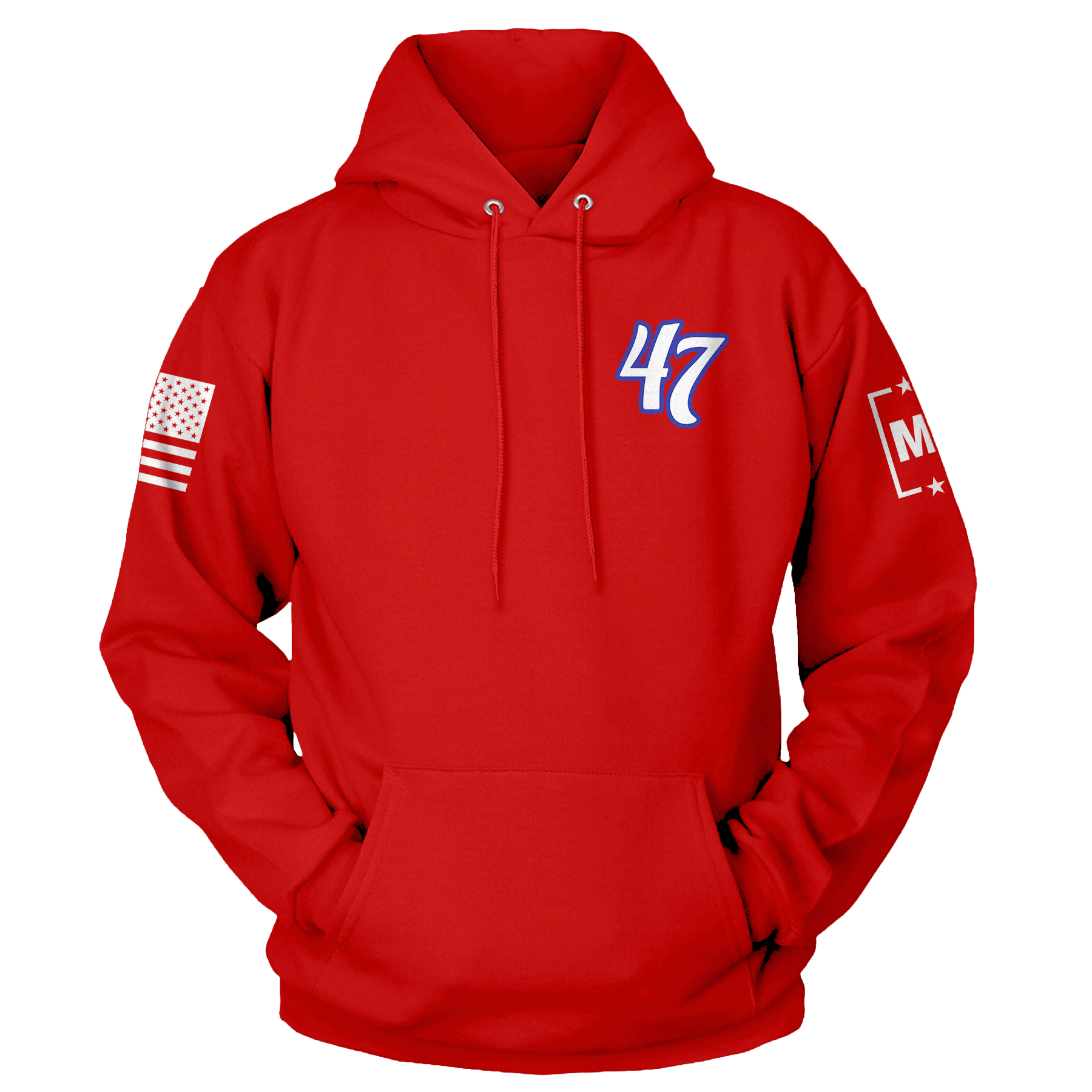 Red / XS 47 Left Chest Hoodie maga trump