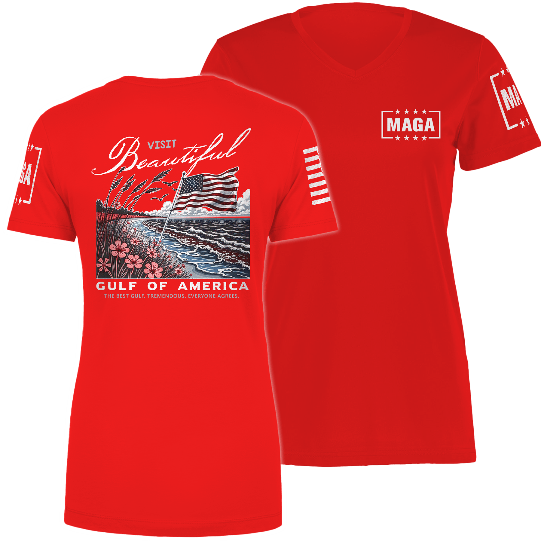 Red / XS Beautiful Gulf of America Ladies Tee maga trump