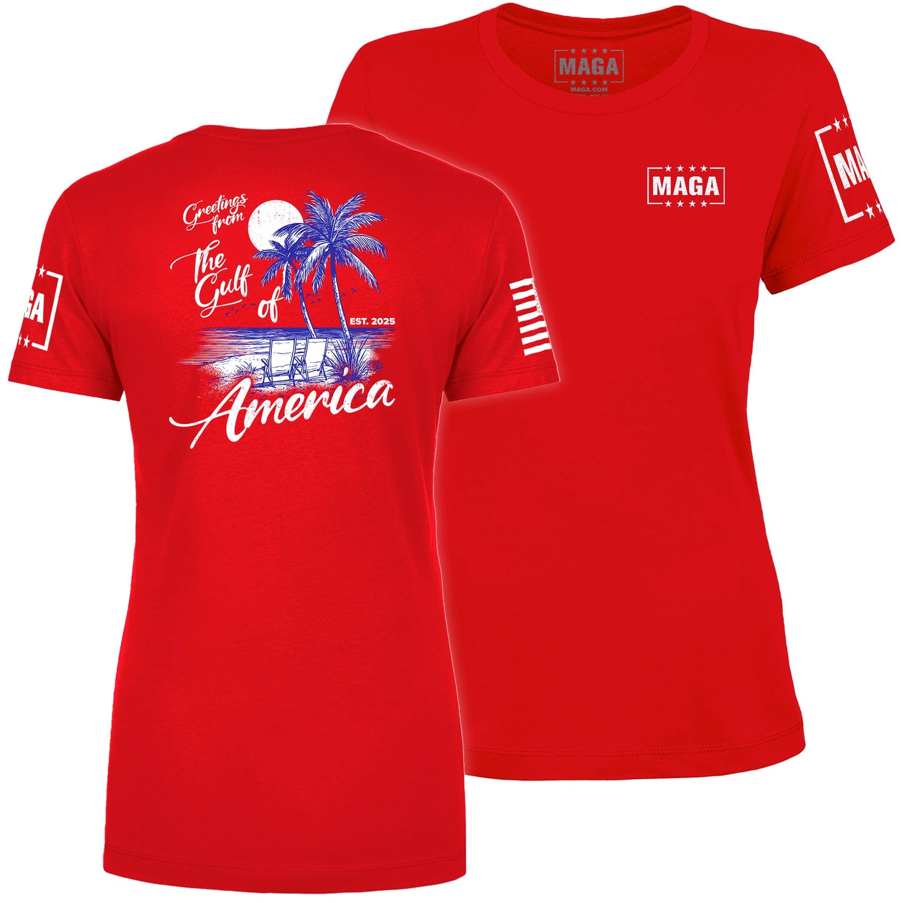 Red / XS Greetings From The Guld of America Ladies Tee maga trump