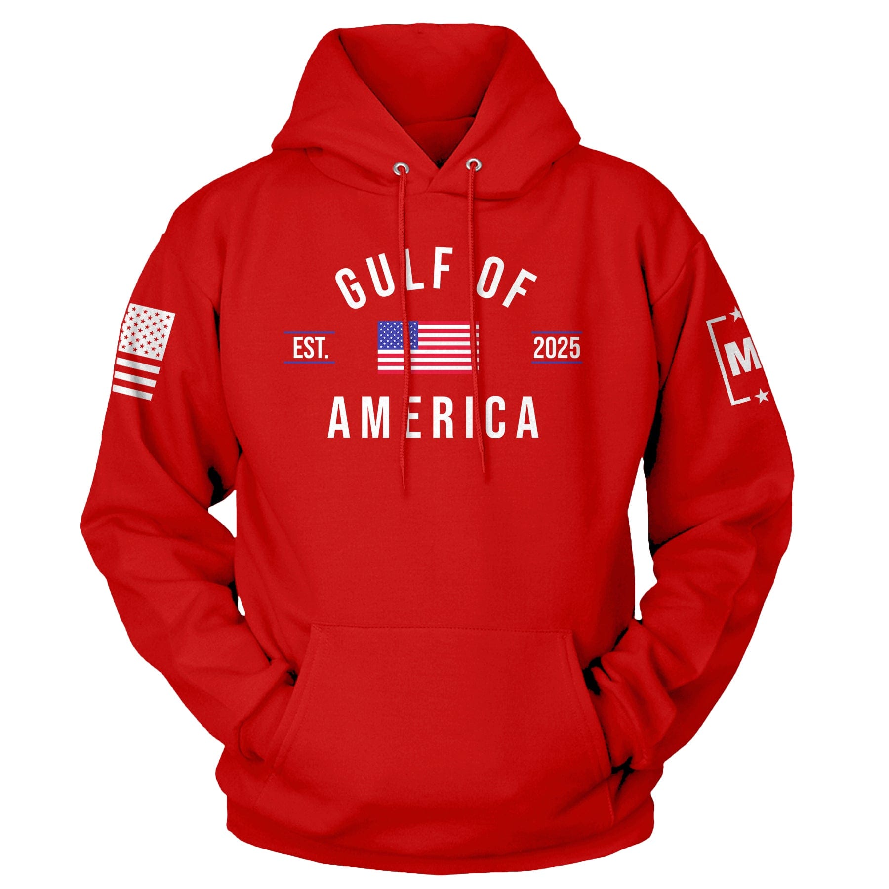 Red / XS Gulf of America EST 2025 Hoodie maga trump