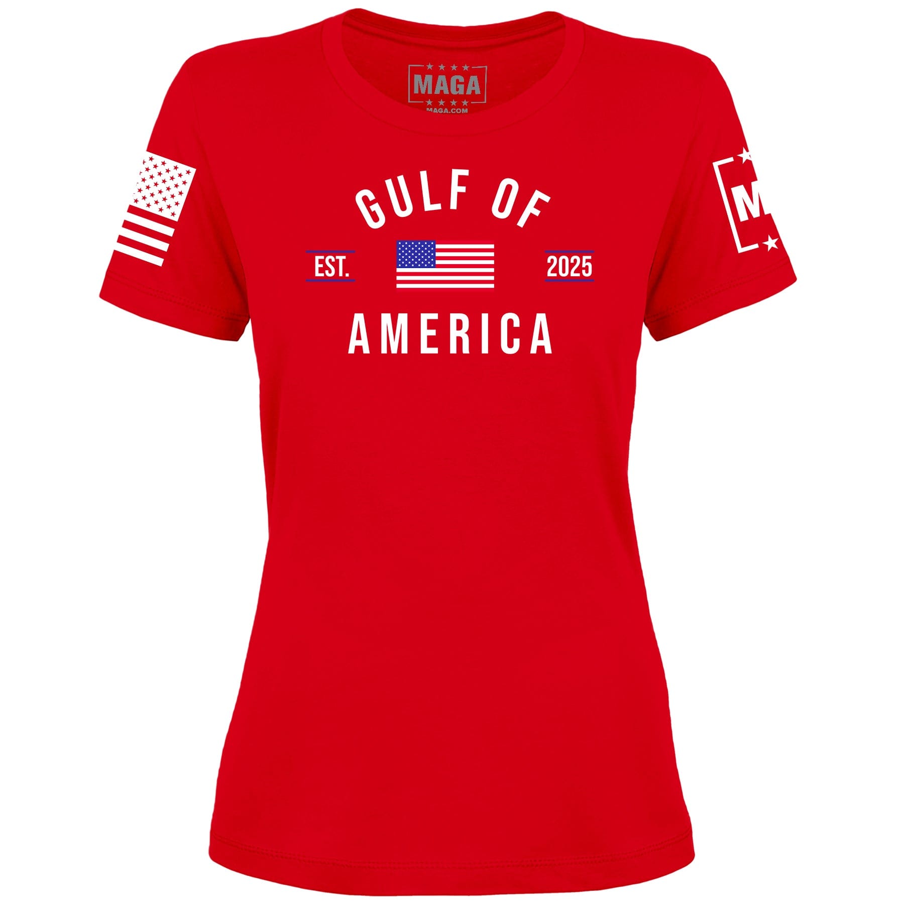 Red / XS Gulf of America EST 2025 Ladies Tee maga trump