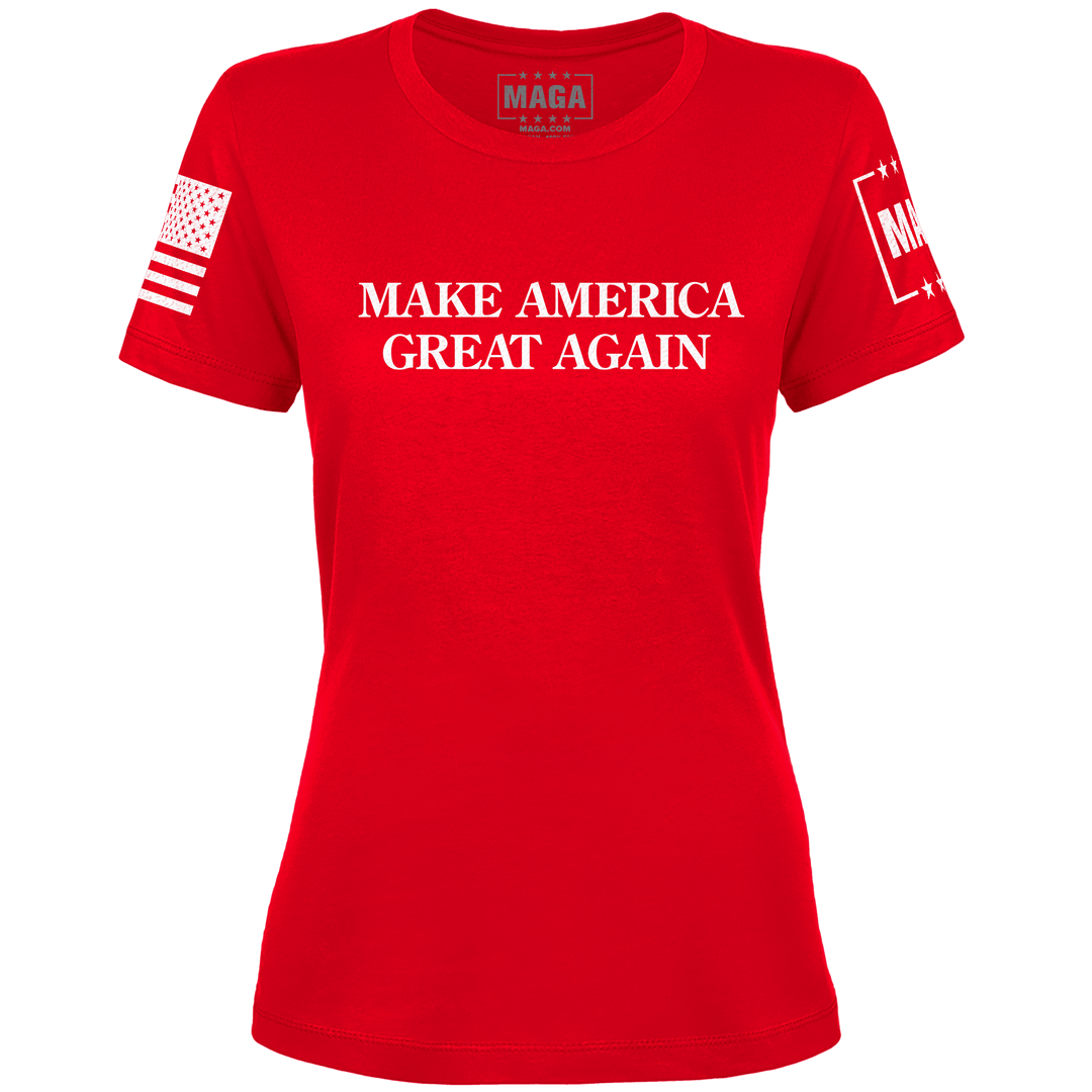Red / XS "MAGA Hat" Ladies T-Shirt (Red) maga trump