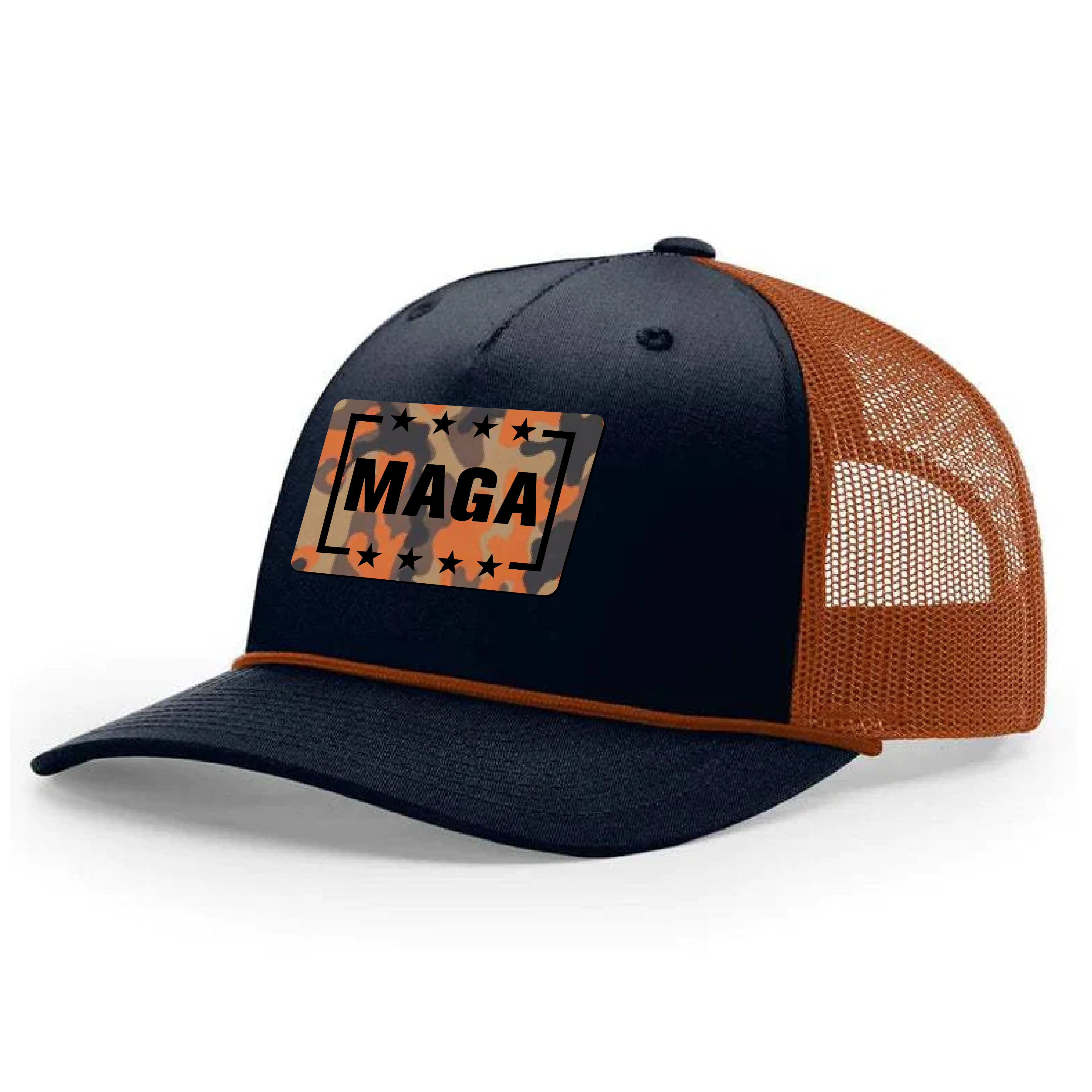 Rope Hat MAGA Orange Duck Camo Patch Hat maga trump