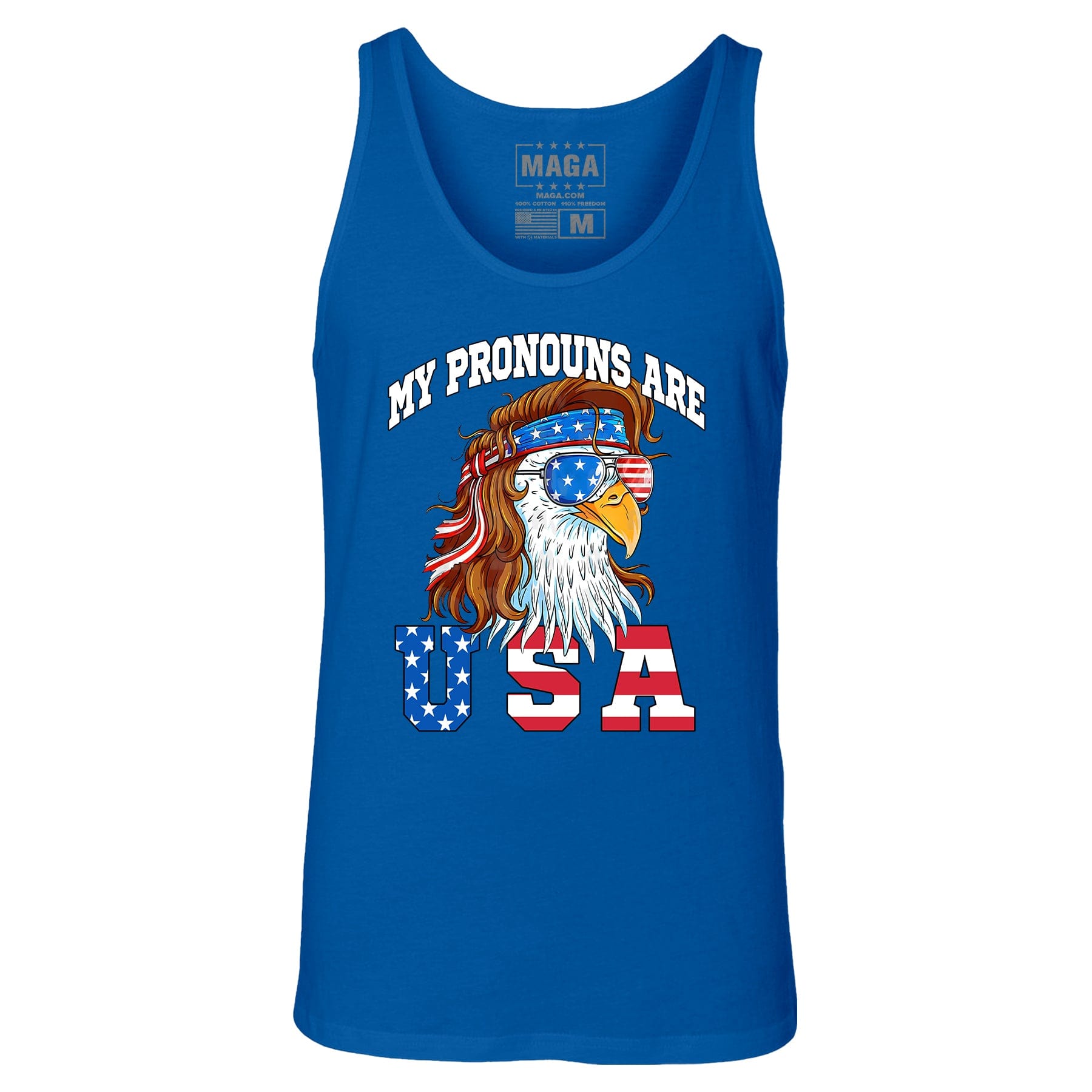 Royal / S MY PRONOUNS ARE USA Tank Top maga trump