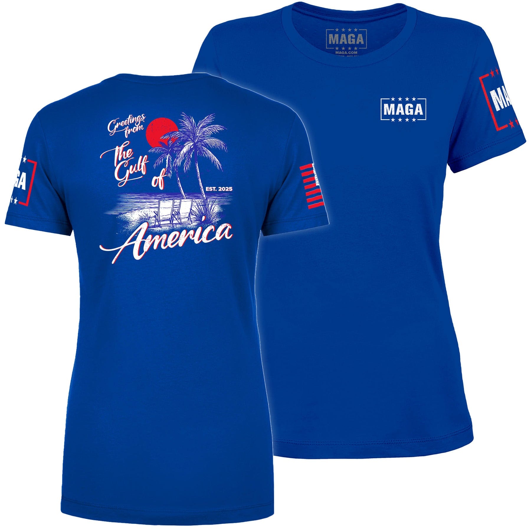 Royal / XS Greetings From The Guld of America Ladies Tee maga trump