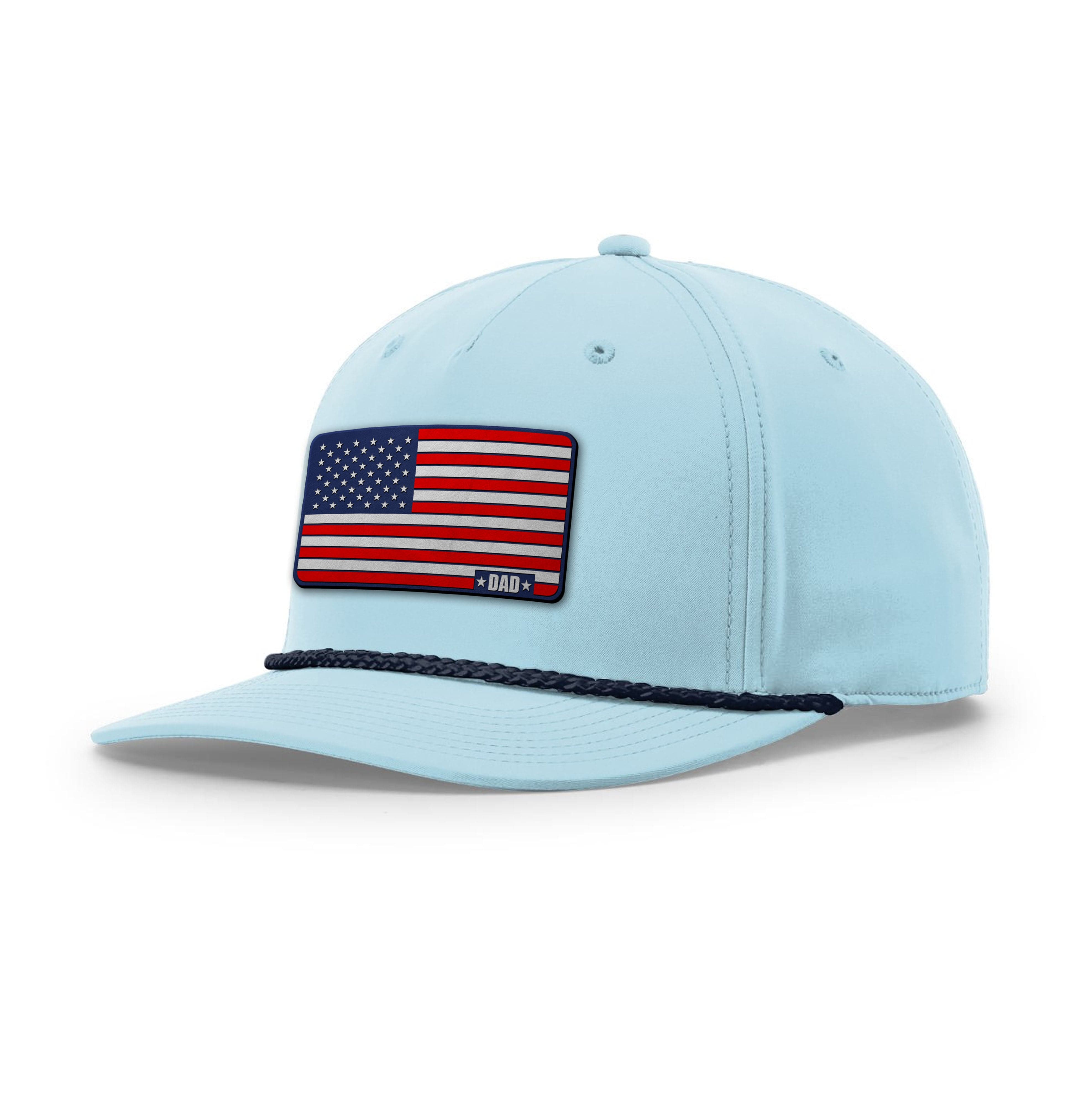 Soft Blue/Navy American Dad Flag Rope Hat maga trump