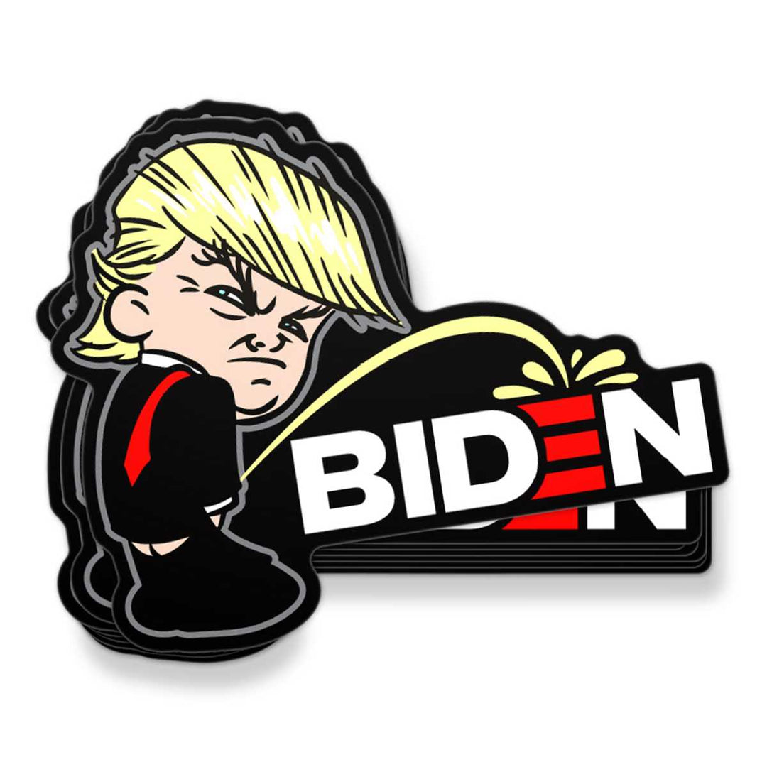 Sticker/Decal / OS Trump Peeing on Biden Sticker maga trump