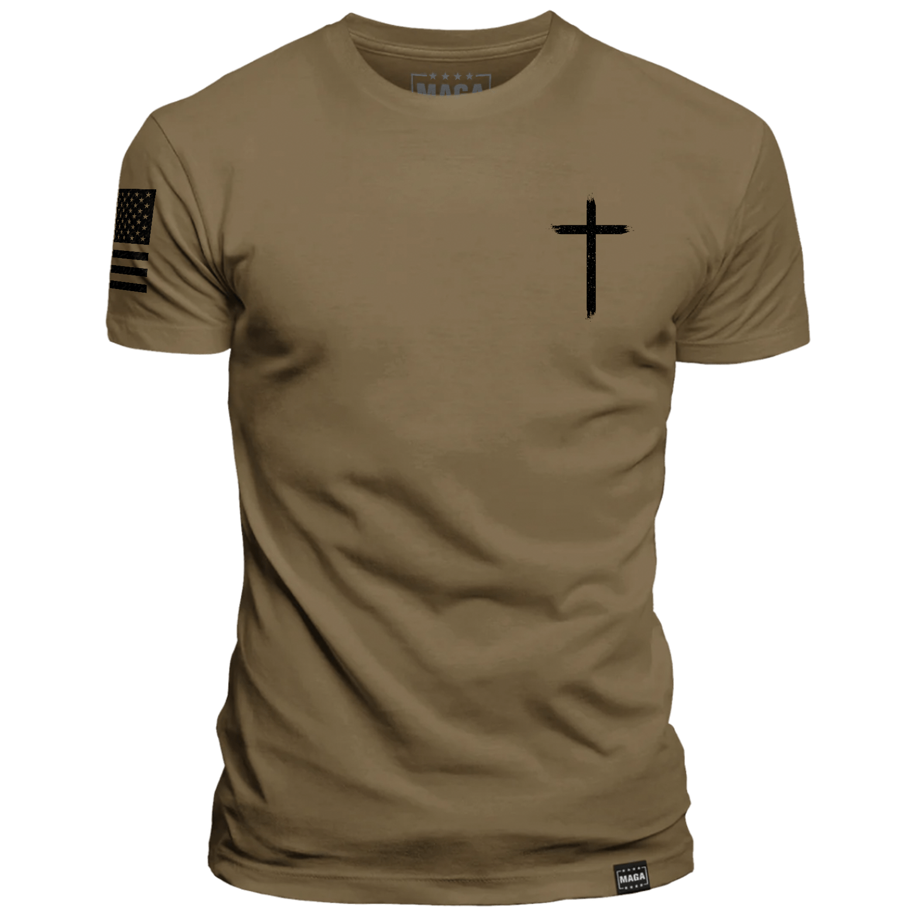 Tan / S Make America Holy Again Brushstroke Cross maga trump