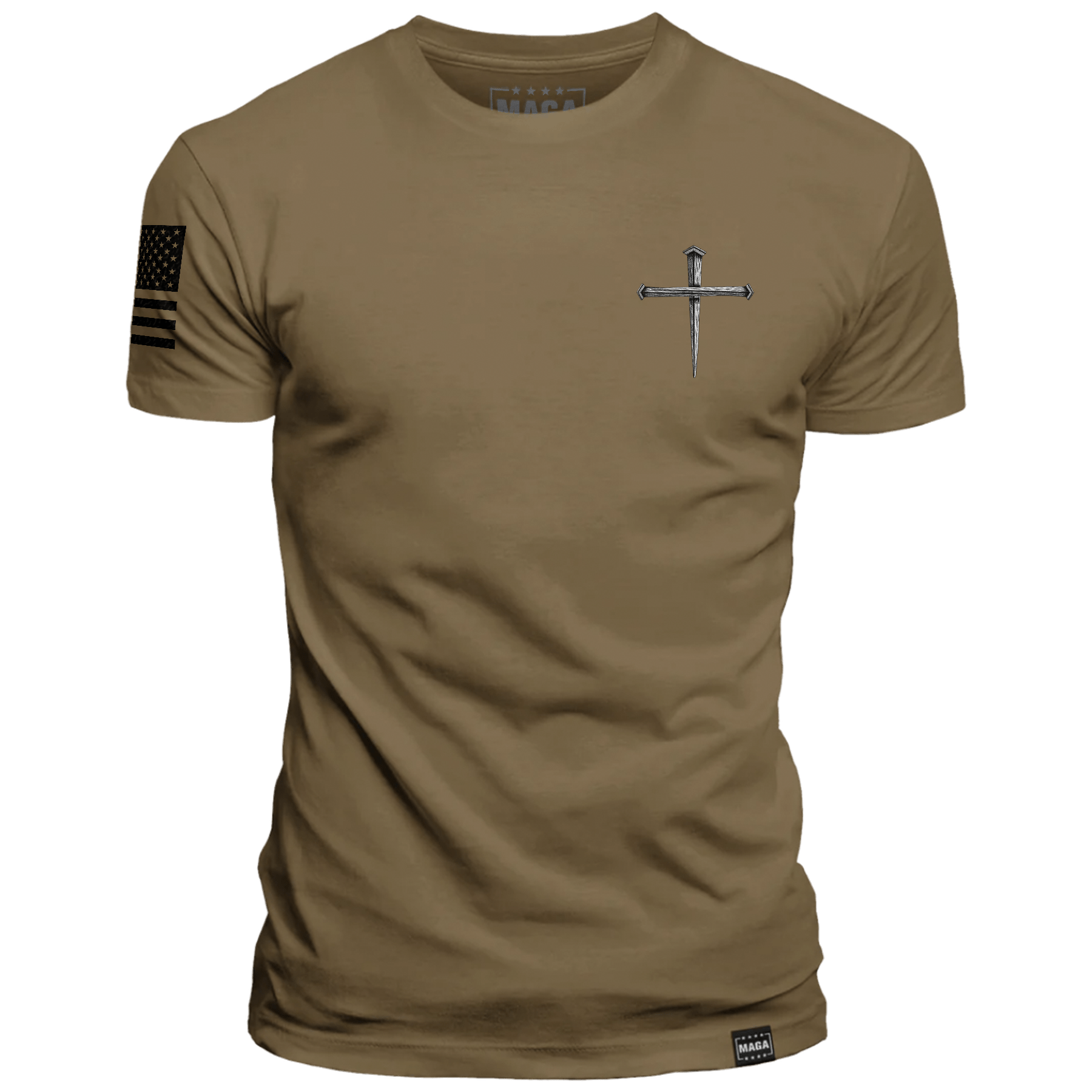 Tan / S Make America Holy Again Stake Cross maga trump