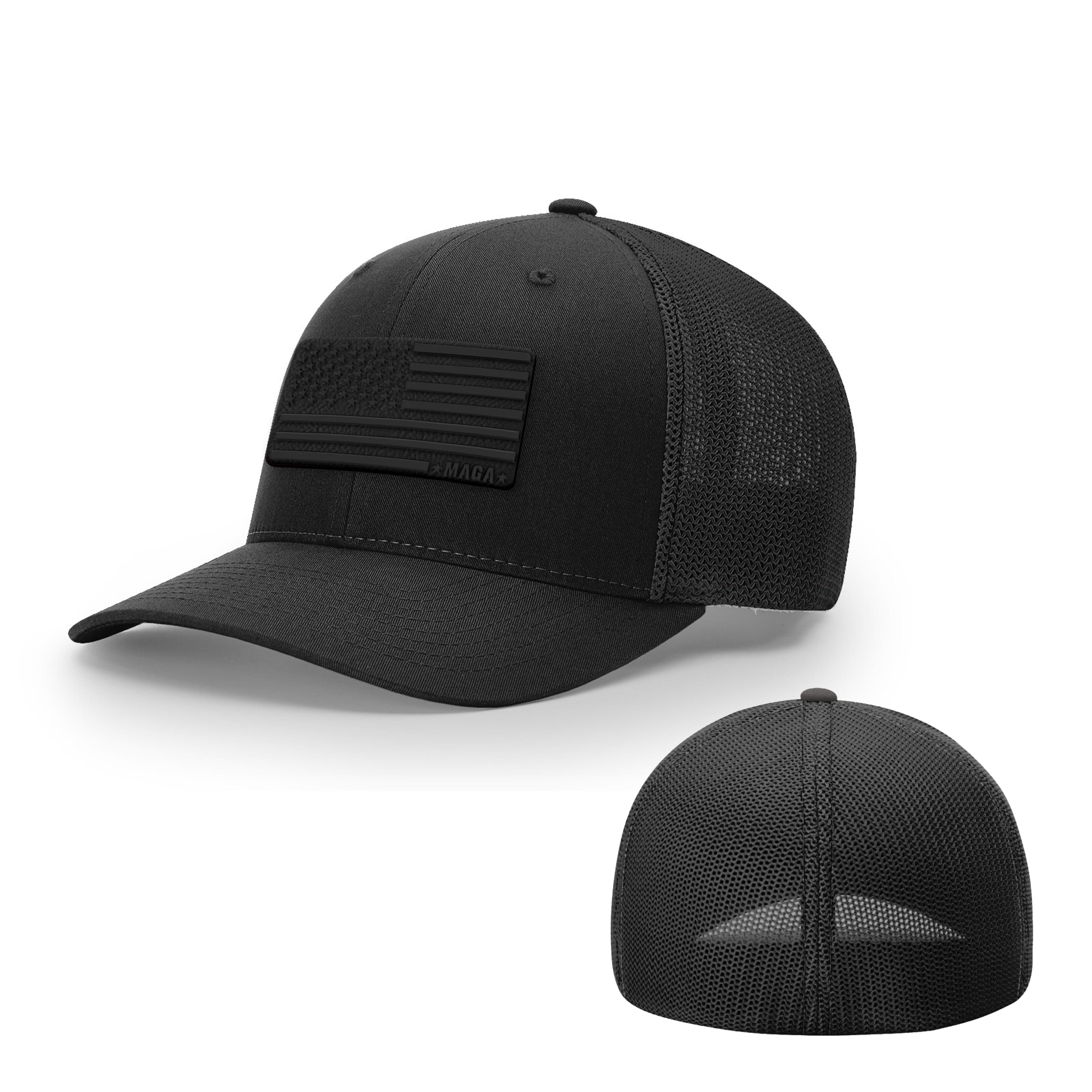 Trucker R-Flex / Black / SM/MD MAGA Flag Patch Flexfit Hat maga trump