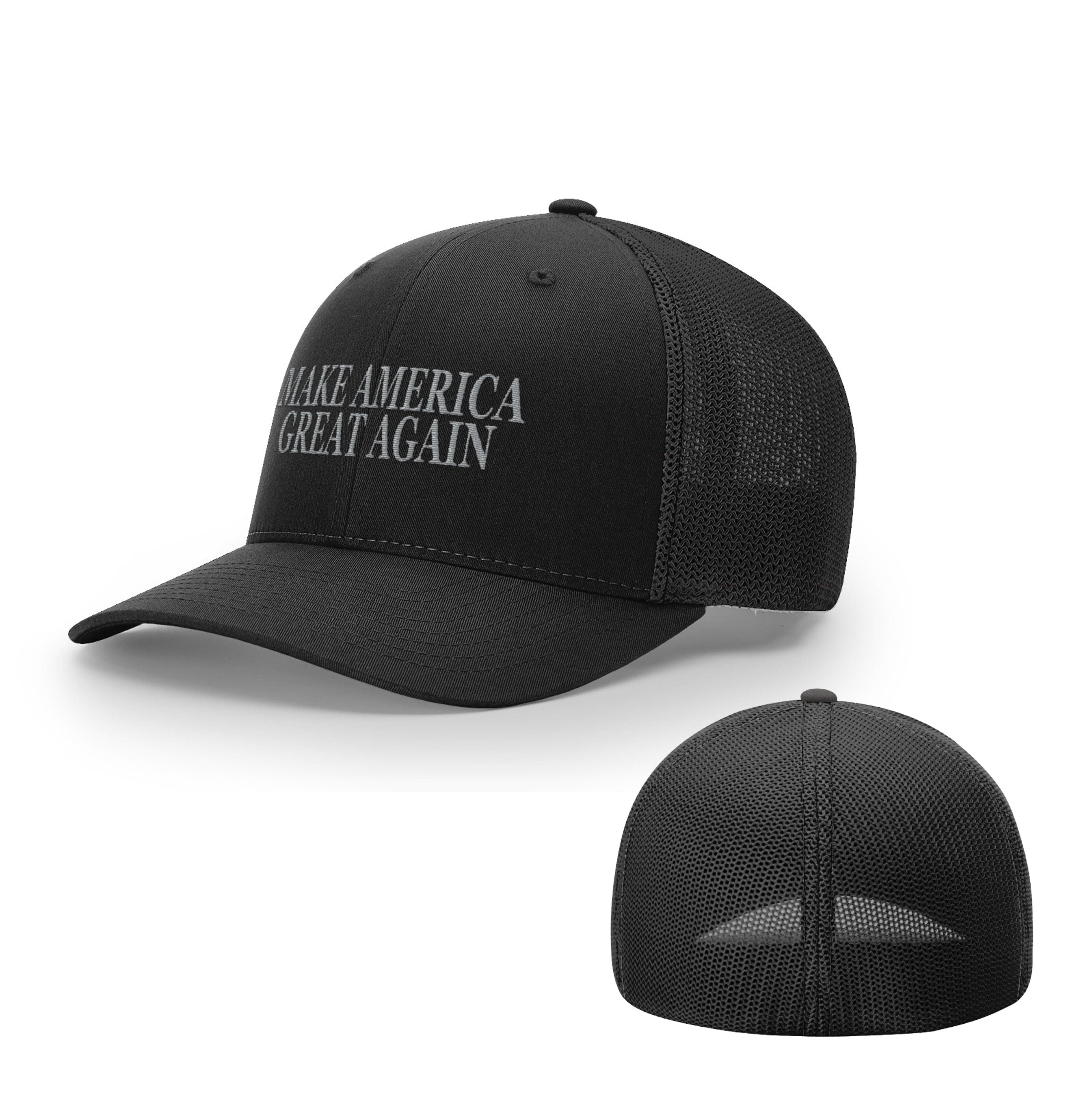 Trucker R-Flex / Black / SM/MD Make America Great Again Dark MAGA Blackout Edition Flexfit Hat maga trump