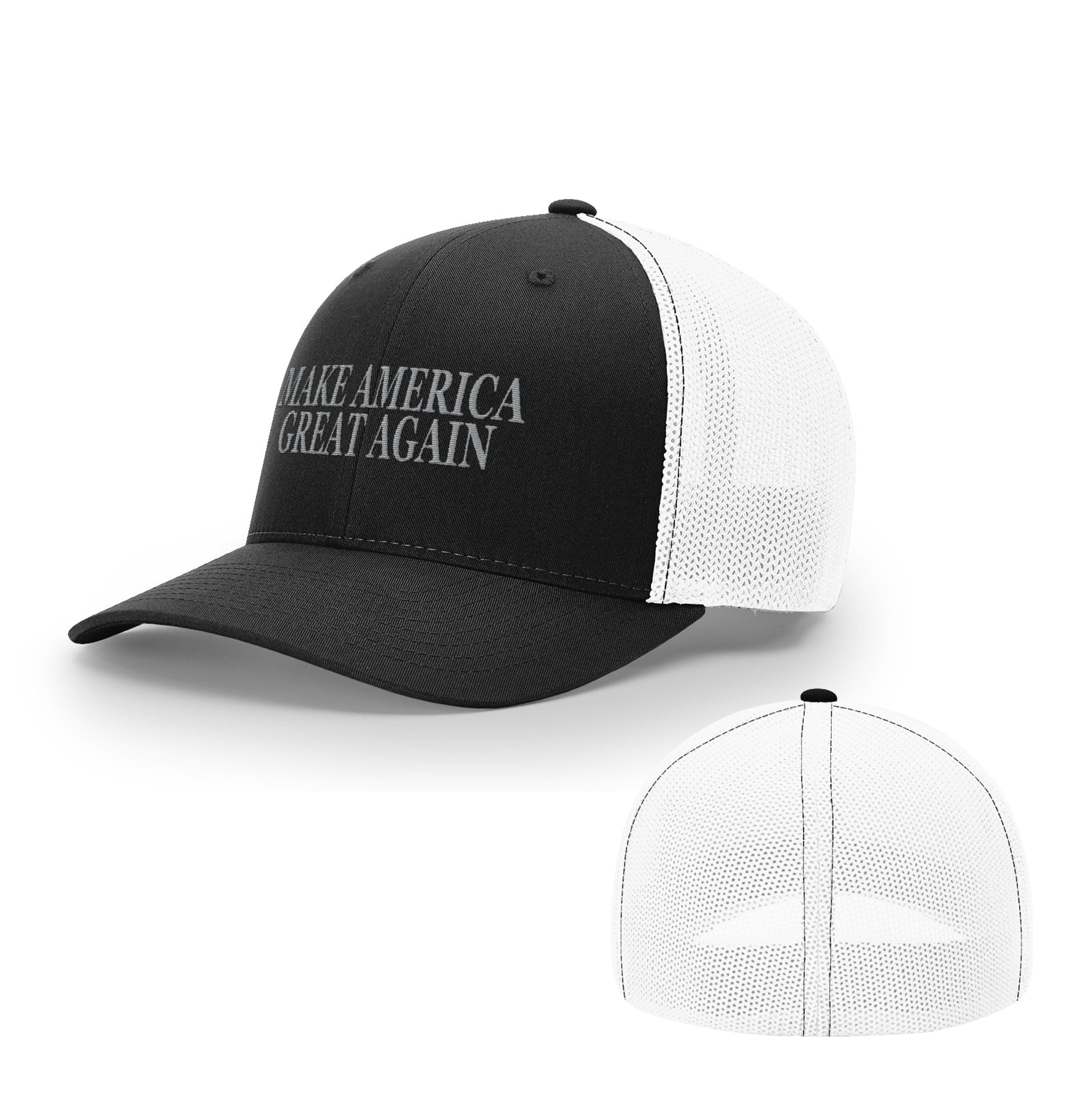 Trucker R-Flex / Black/ White / SM/MD Make America Great Again Dark MAGA Blackout Edition Flexfit Hat maga trump