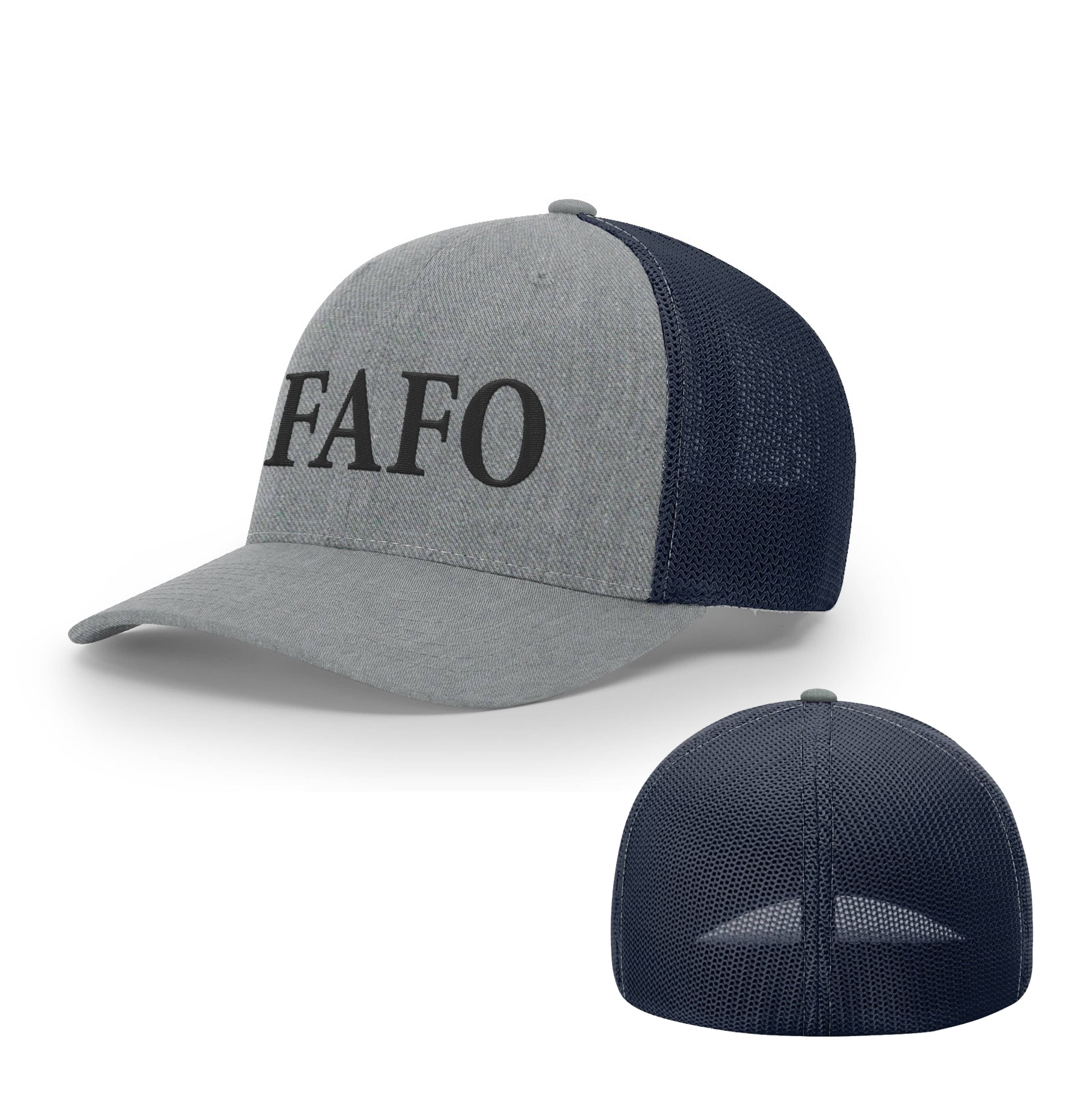 Trucker R-Flex / Heather Gray/Navy / S/M FAFO Flexfit Hat maga trump