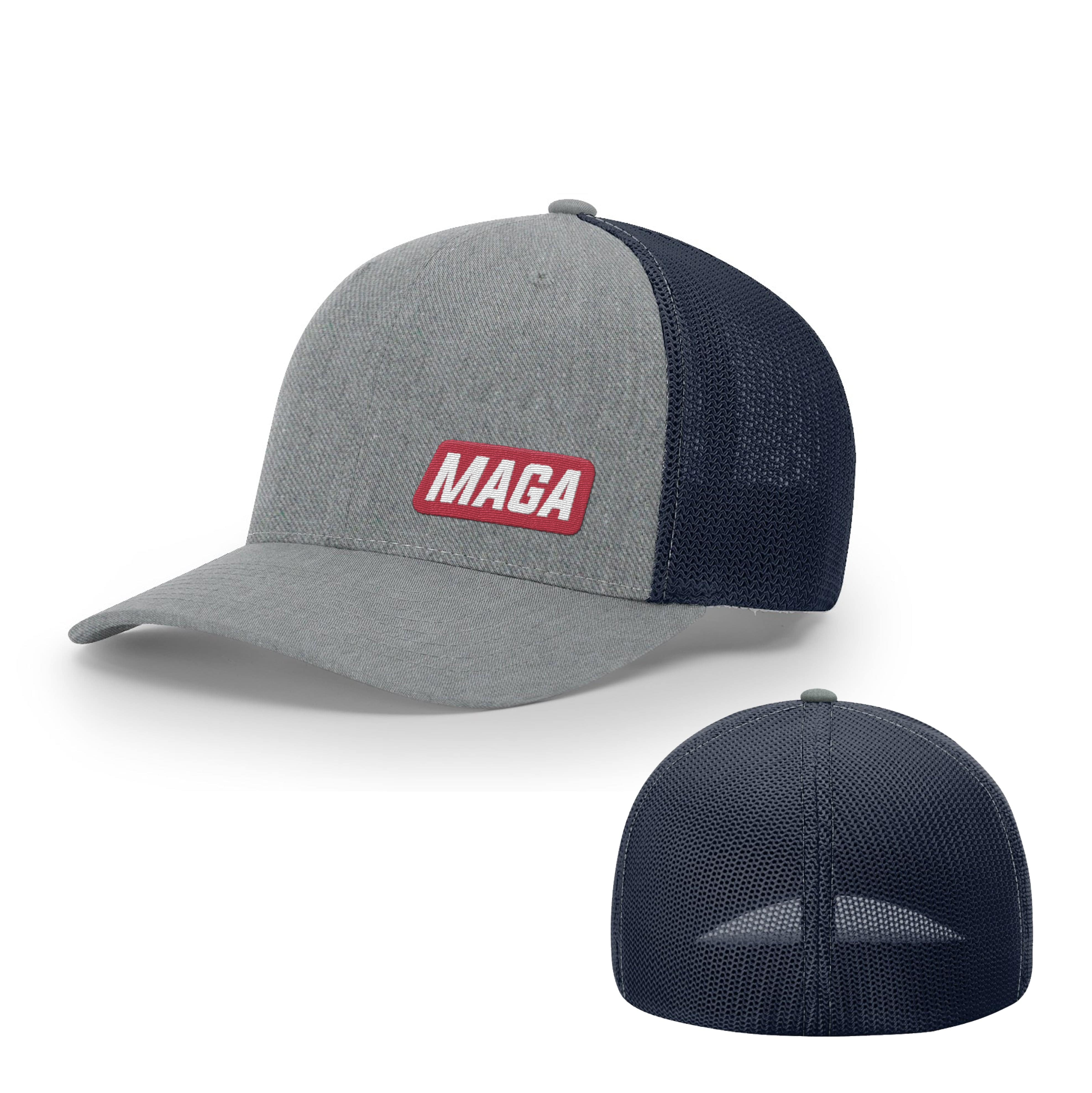 Trucker R-Flex / Heather Grey/ Navy / SM/MD MAGA Flexfit Hat maga trump
