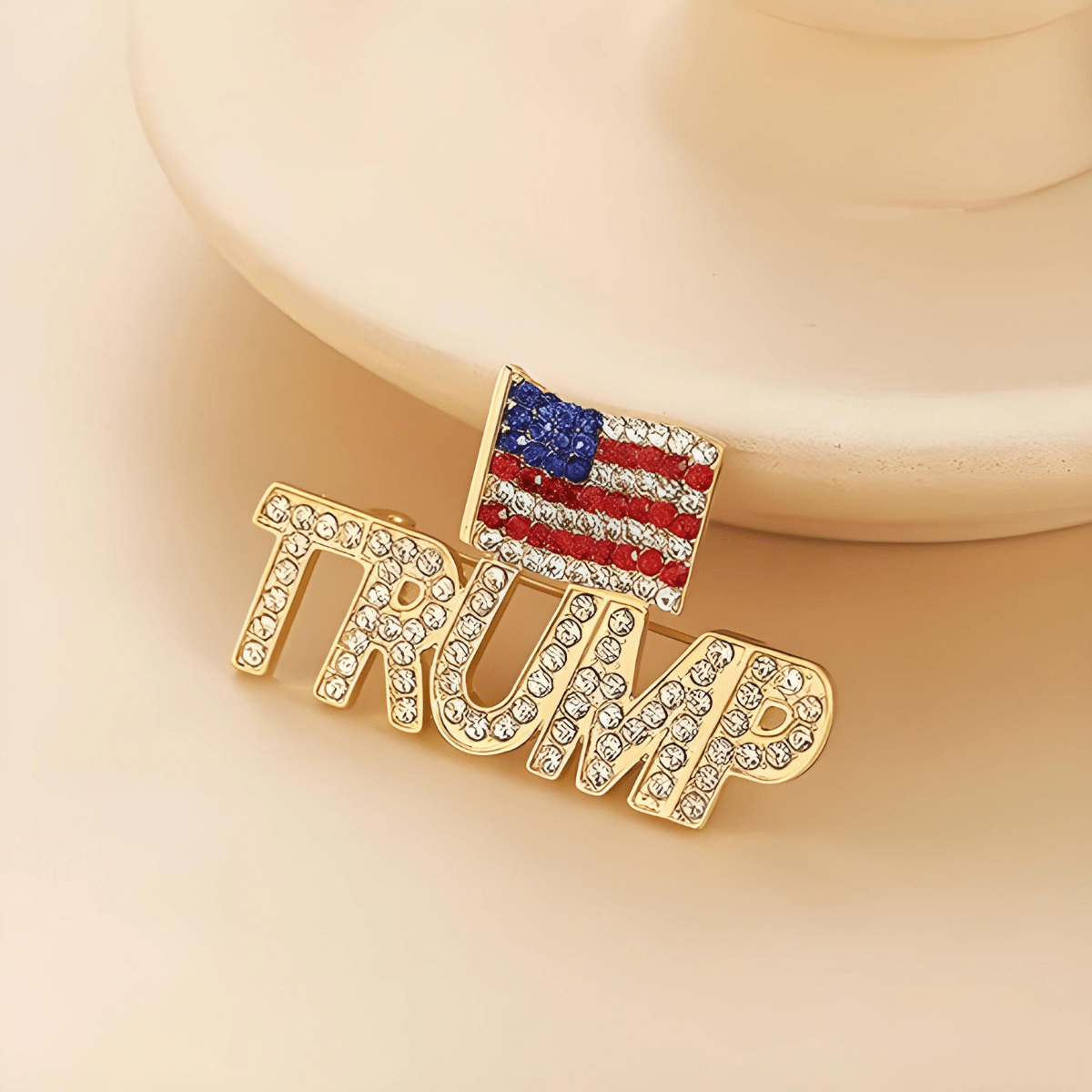 Trump American Flag Rhinestone Brooch maga trump