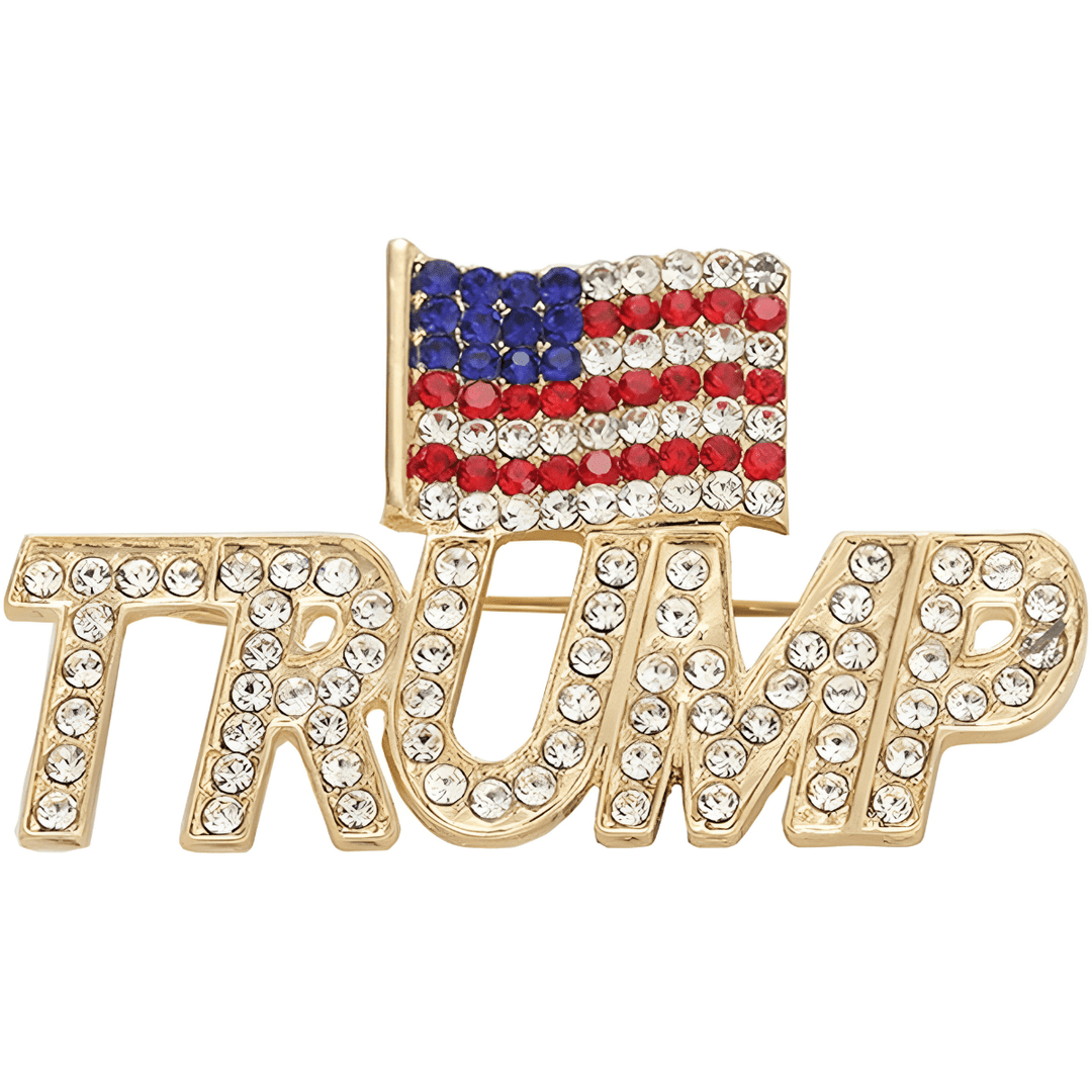 Trump American Flag Rhinestone Brooch maga trump
