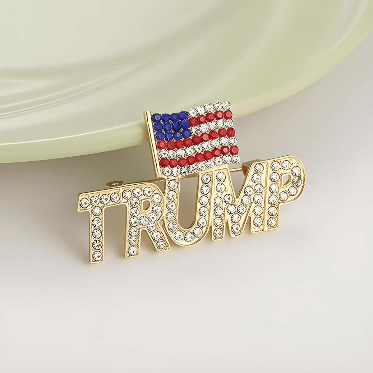 Trump American Flag Rhinestone Brooch maga trump