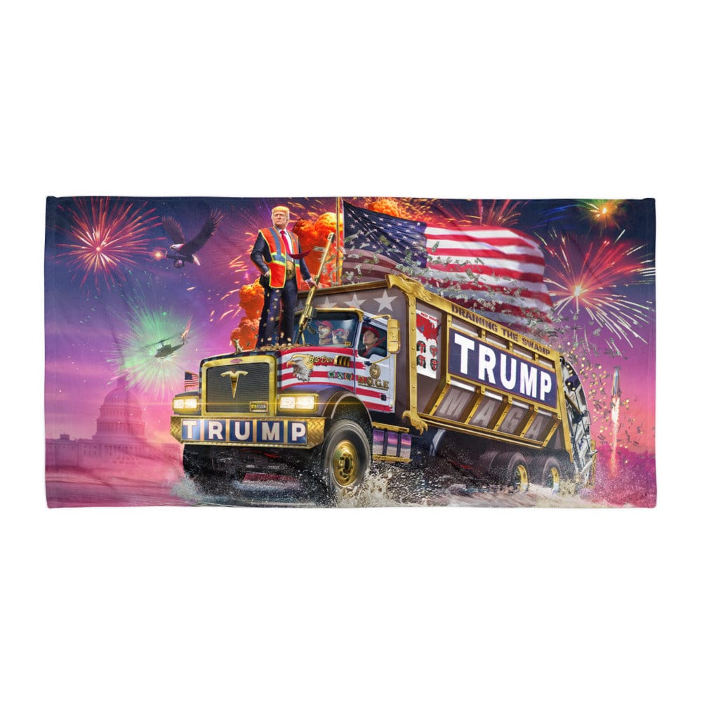 Trump DOGE Garbage Truck 2025 Beach Towel maga trump