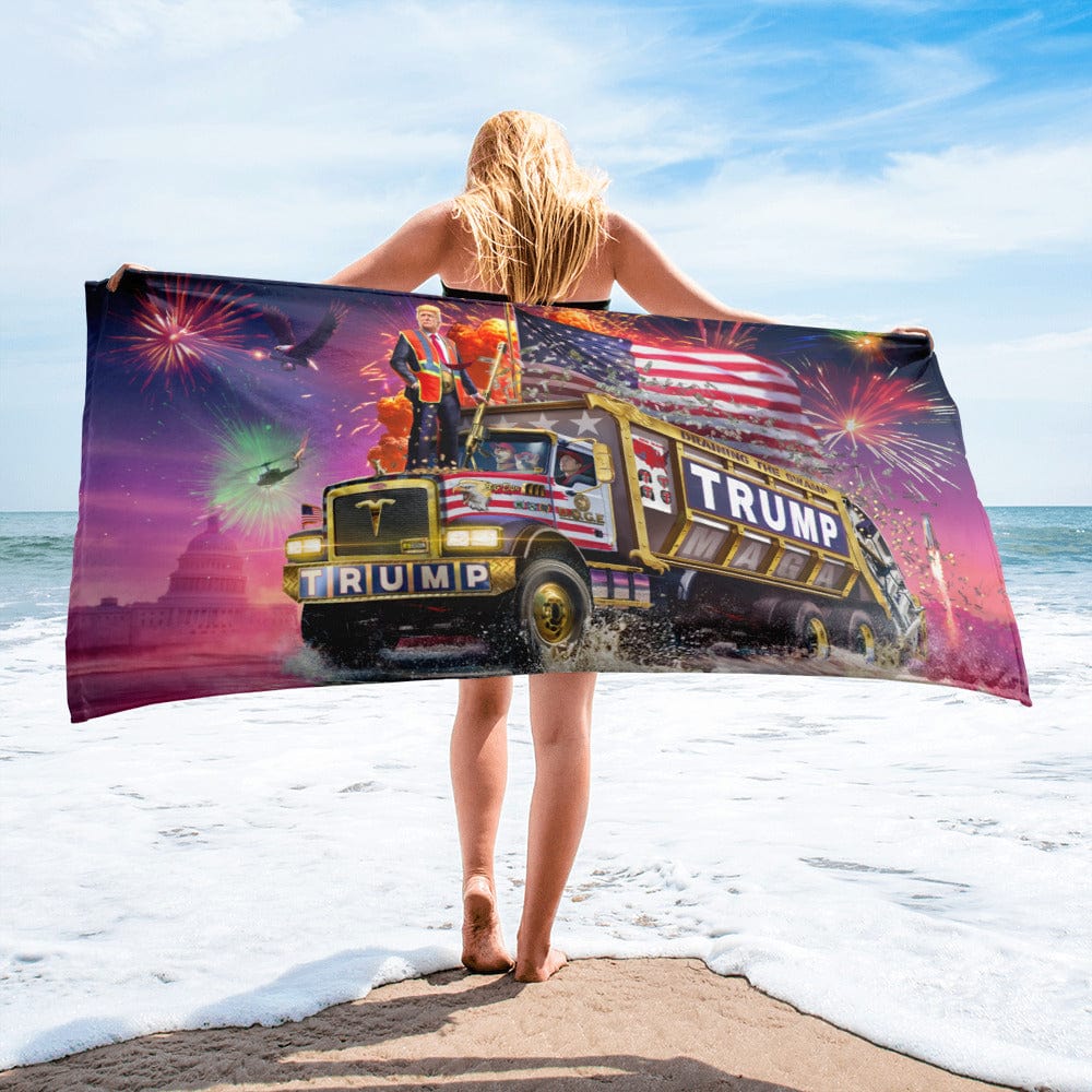 Trump DOGE Garbage Truck 2025 Beach Towel maga trump