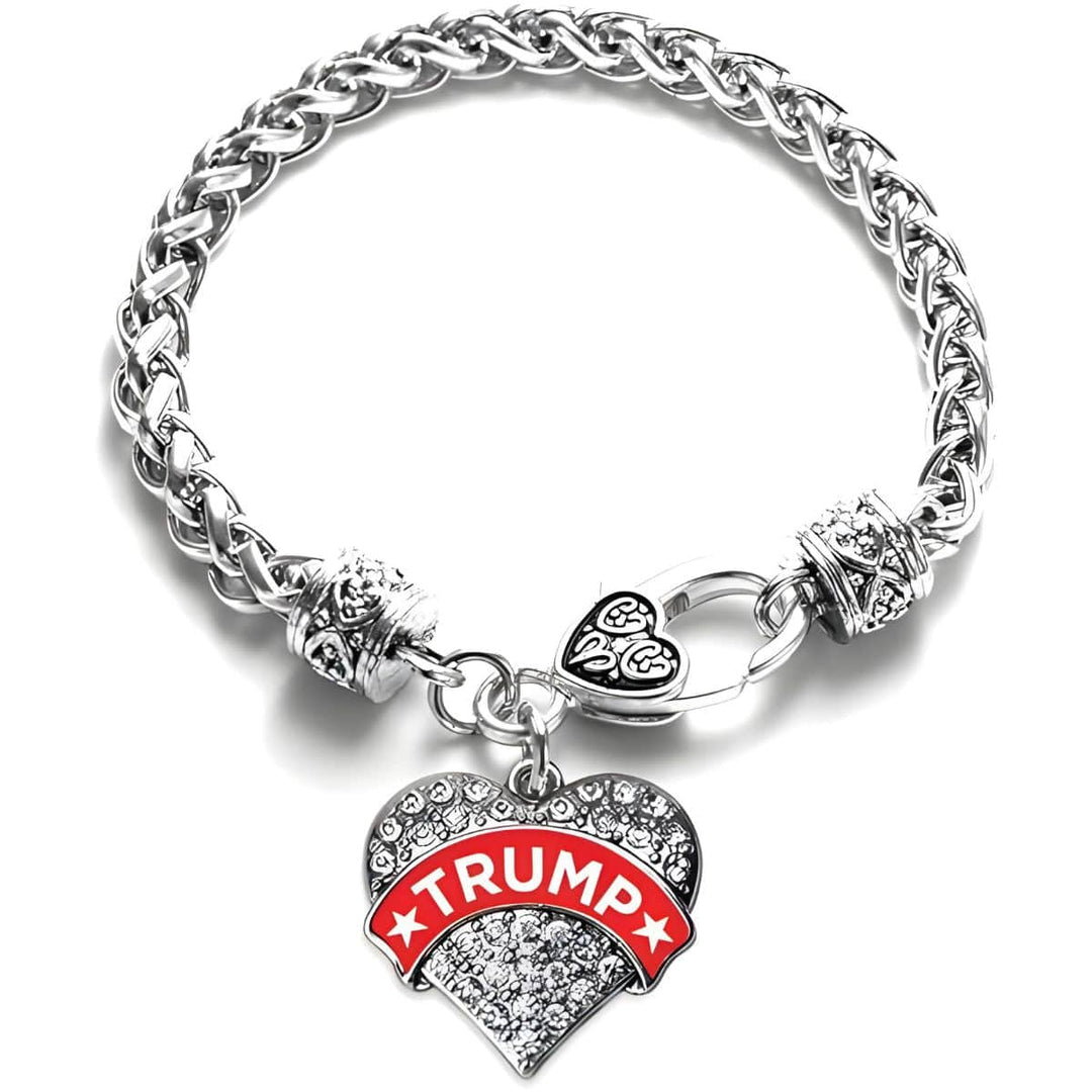 Trump Silver Pave Heart Charm Bracelet maga trump