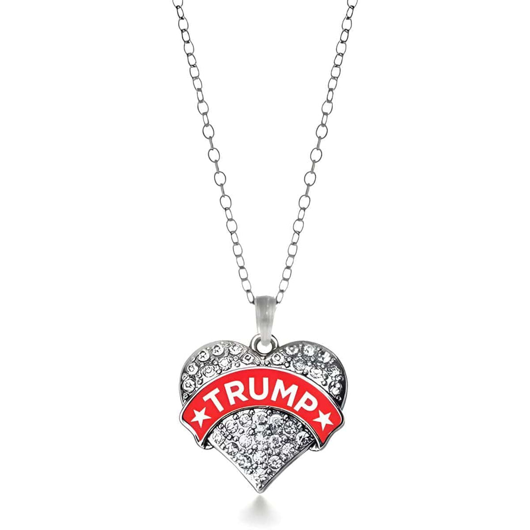 Trump Silver Pave Heart Charm Necklace maga trump