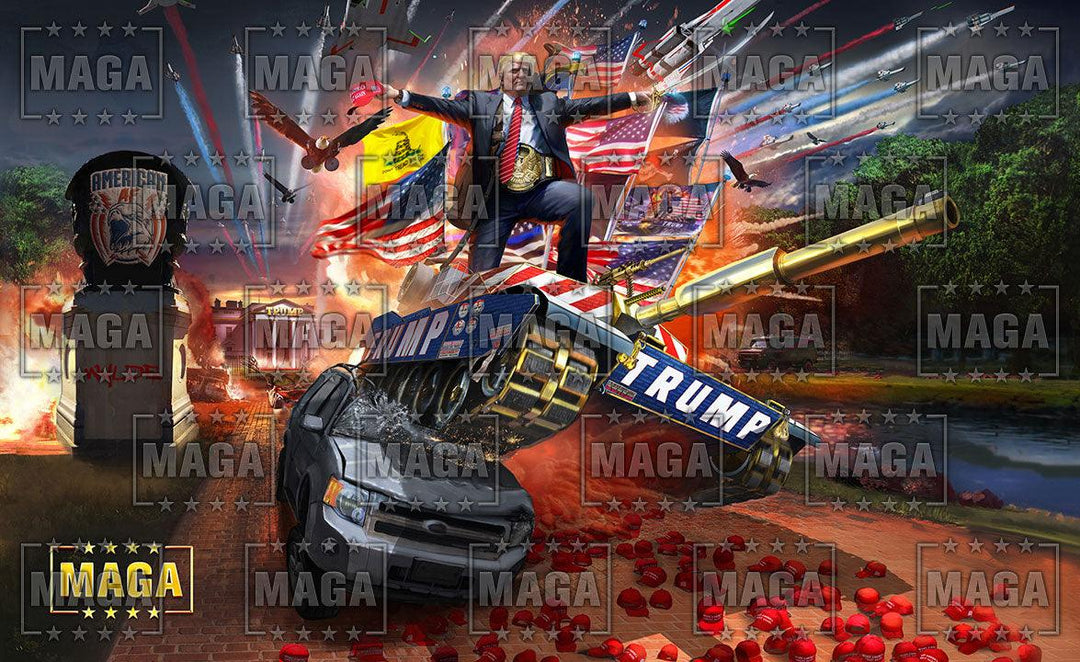 Trump Tank Unleashed Flag - Double Sided maga trump
