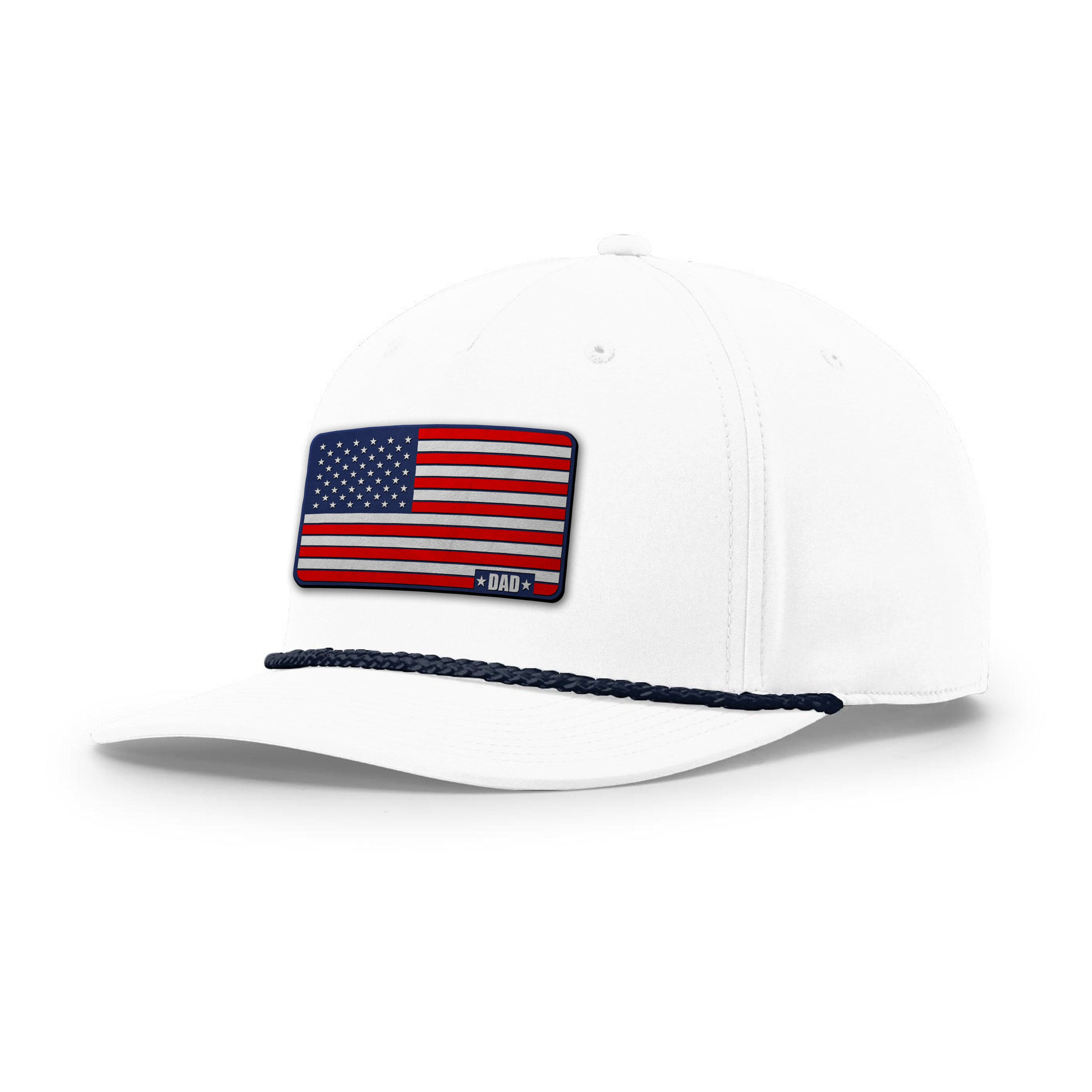 White/Navy American Dad Flag Rope Hat maga trump