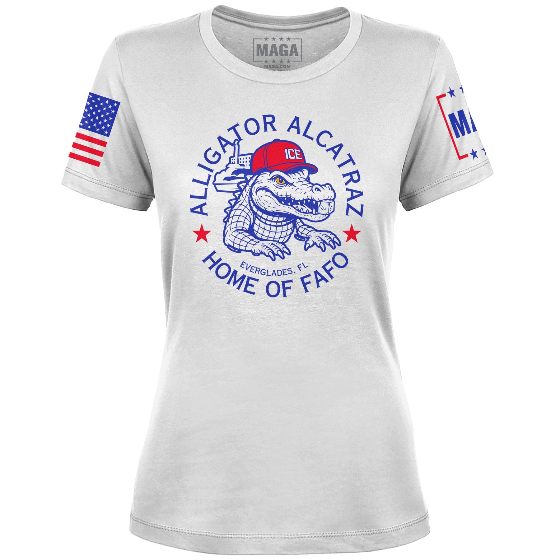 White / S Alligator Alcatraz - Home of FAFO Ladies Tee maga trump