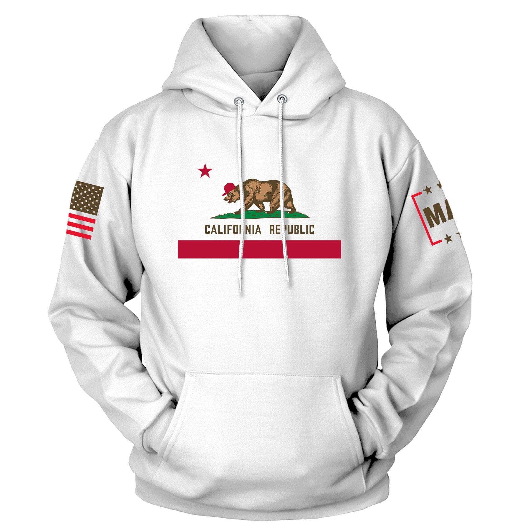 White / S California Republic MAGA Bear Hoodie maga trump
