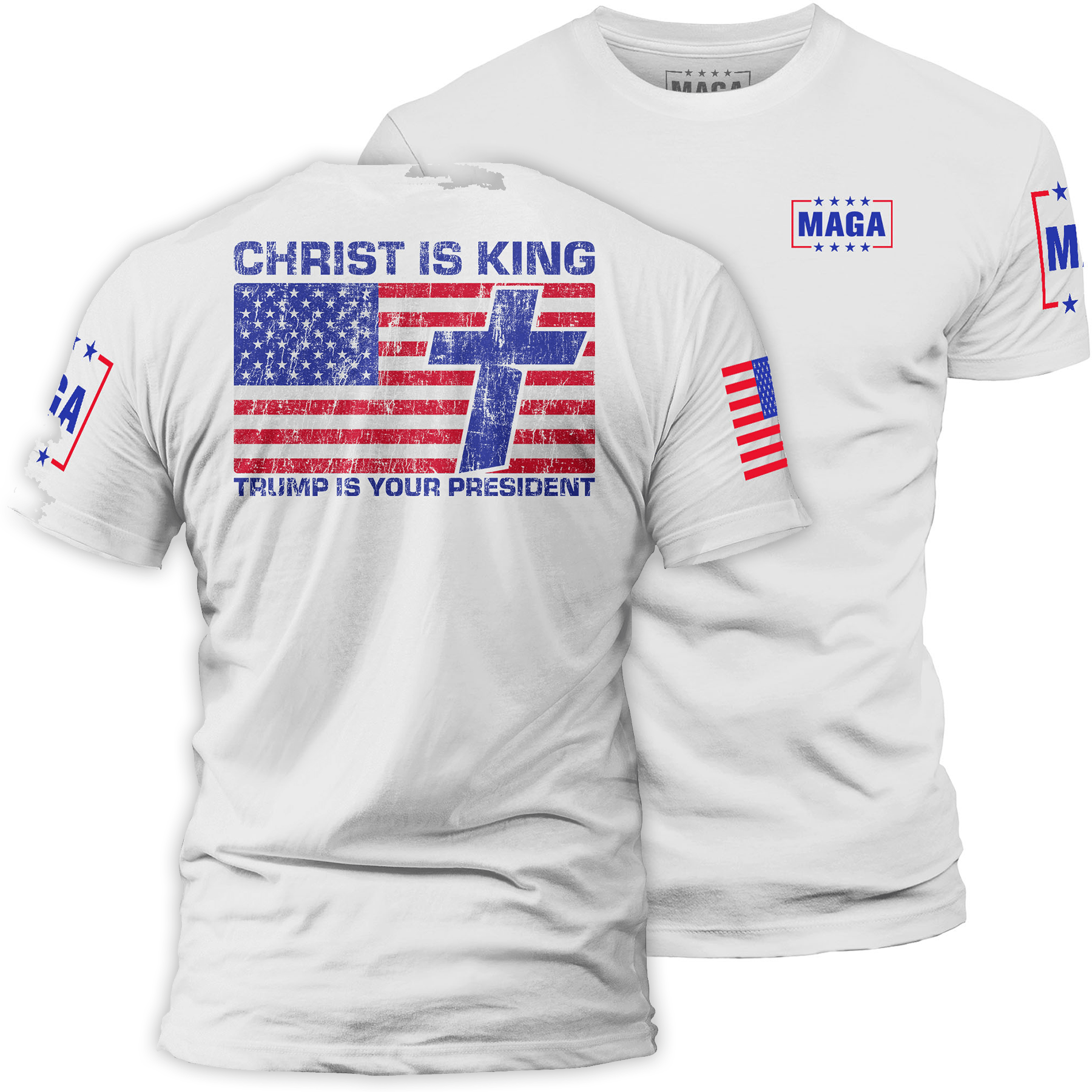 White / S Christ is King and Trump is President v1 maga trump