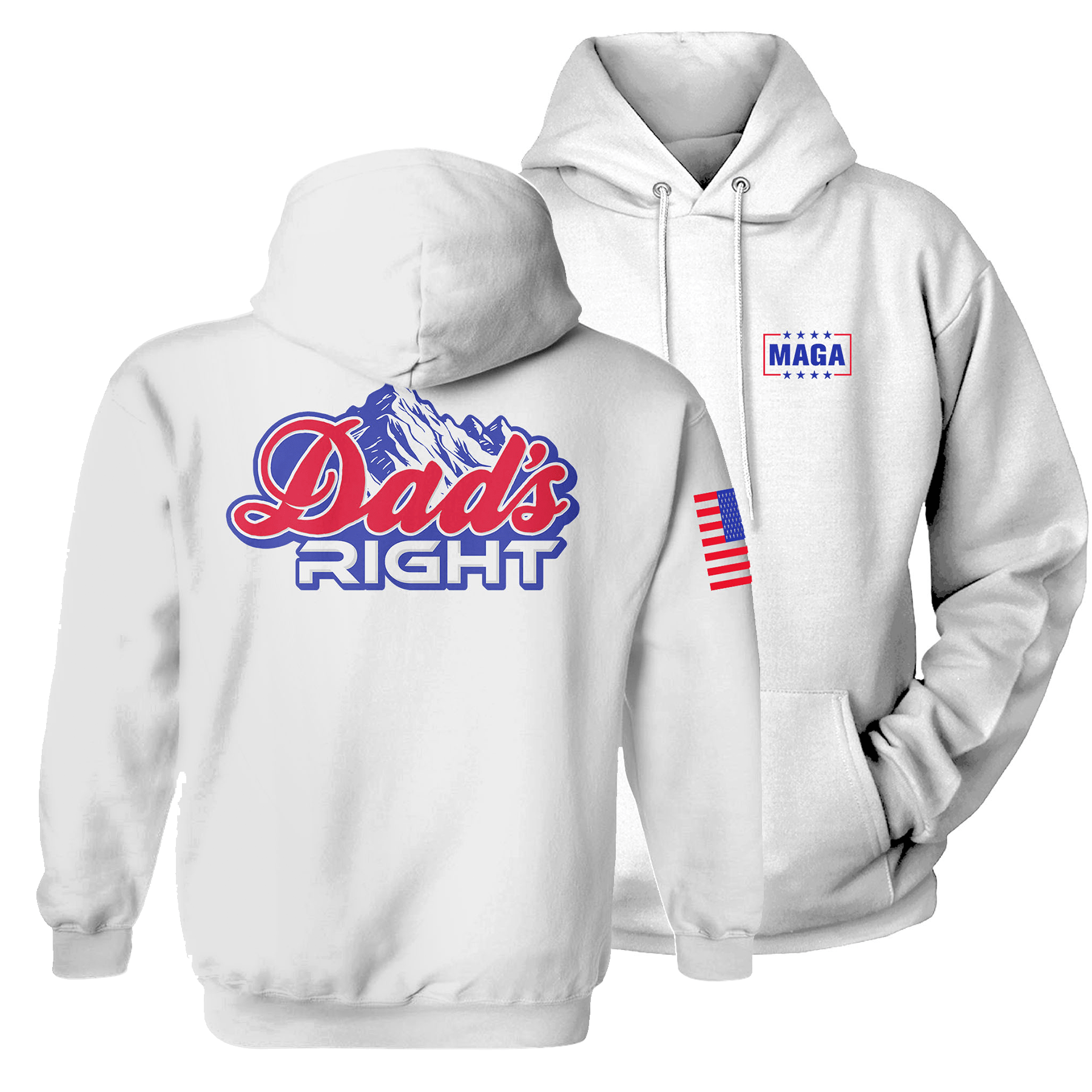White / S Dads Right Hoodie maga trump