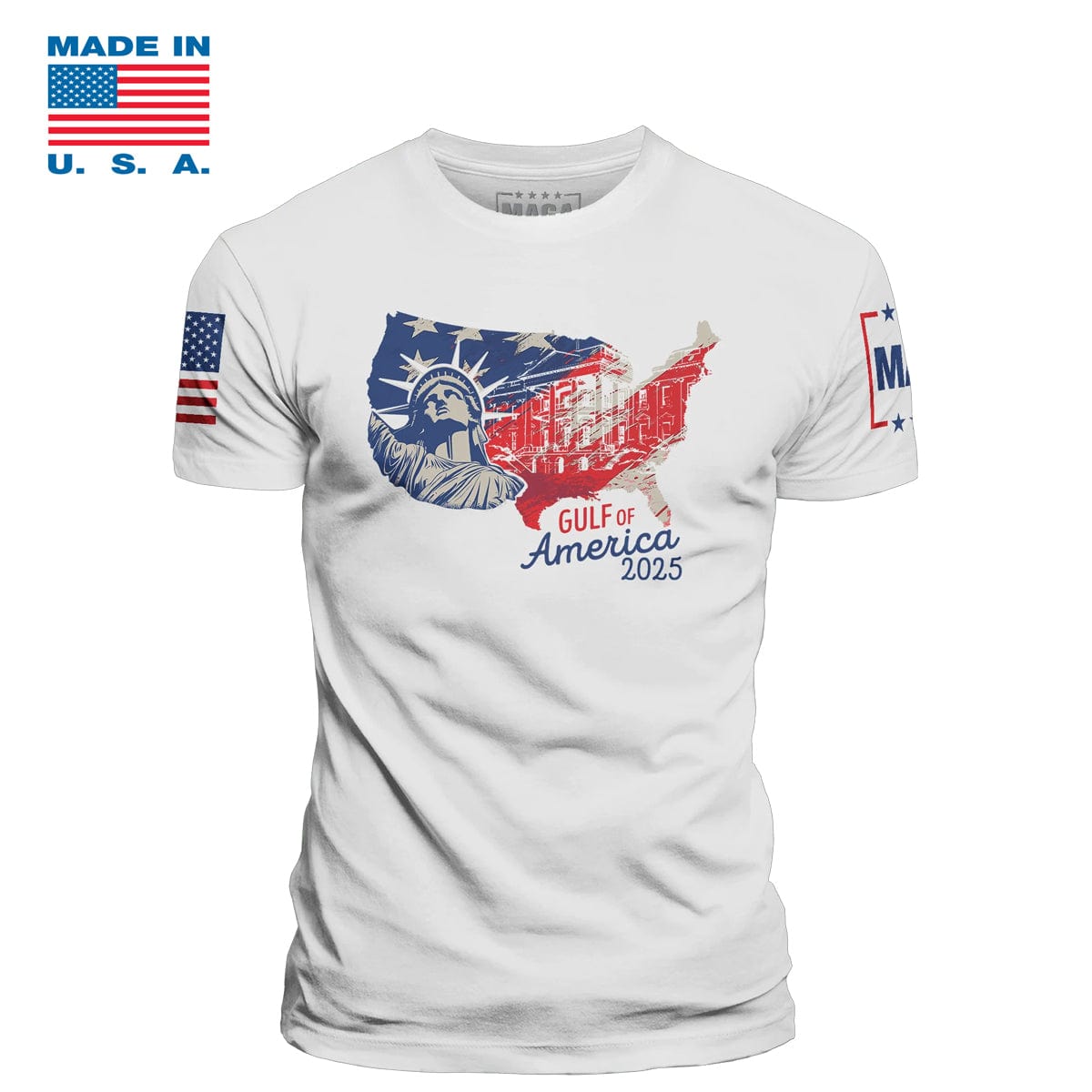 White / S Gulf of America 2025 v1 Made in the USA maga trump