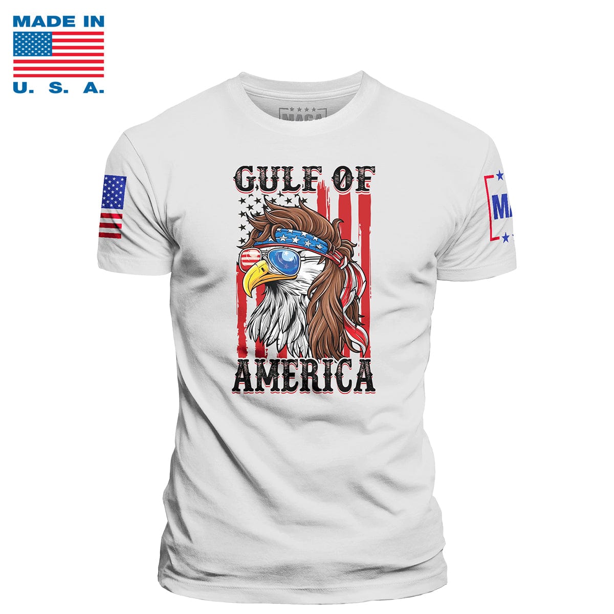 White / S Gulf of America Eagle Made in the USA maga trump