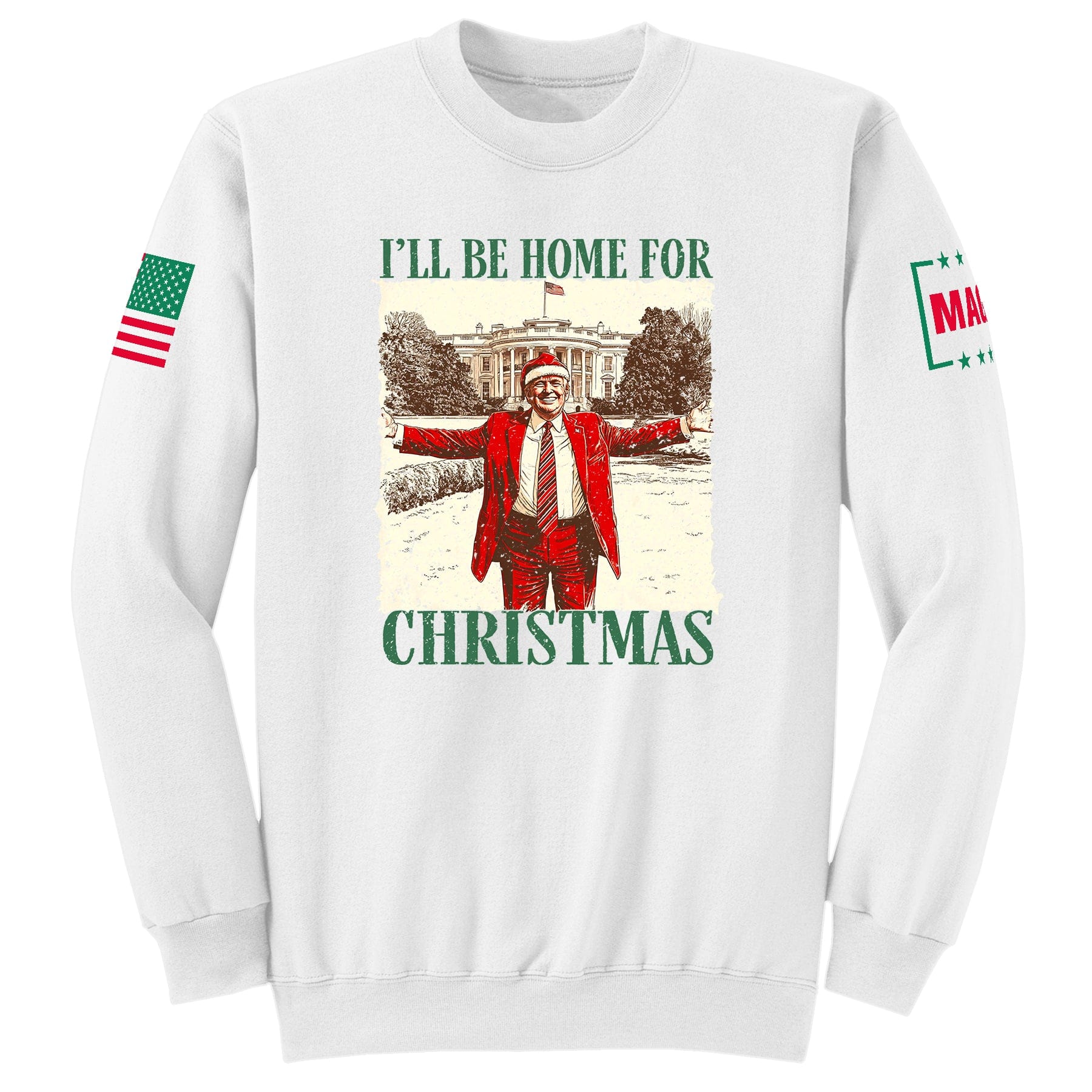White / S I'll be home for Christmas 5 Sweatshirt maga trump