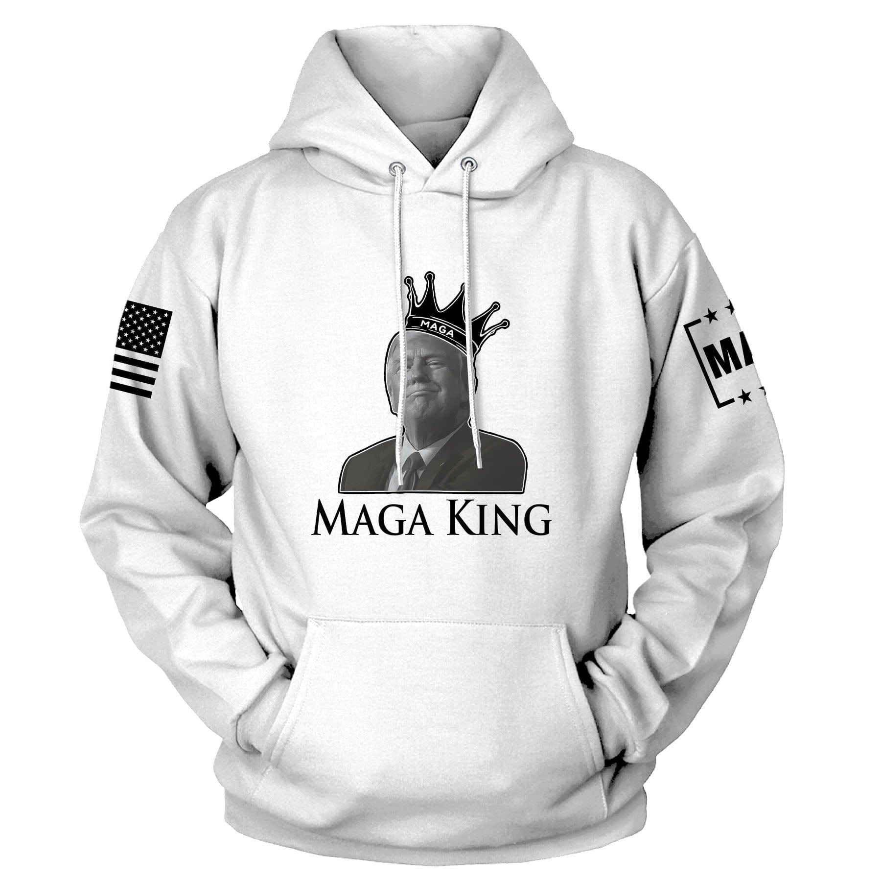 White / S MAGA King Front Print Hoodie maga trump