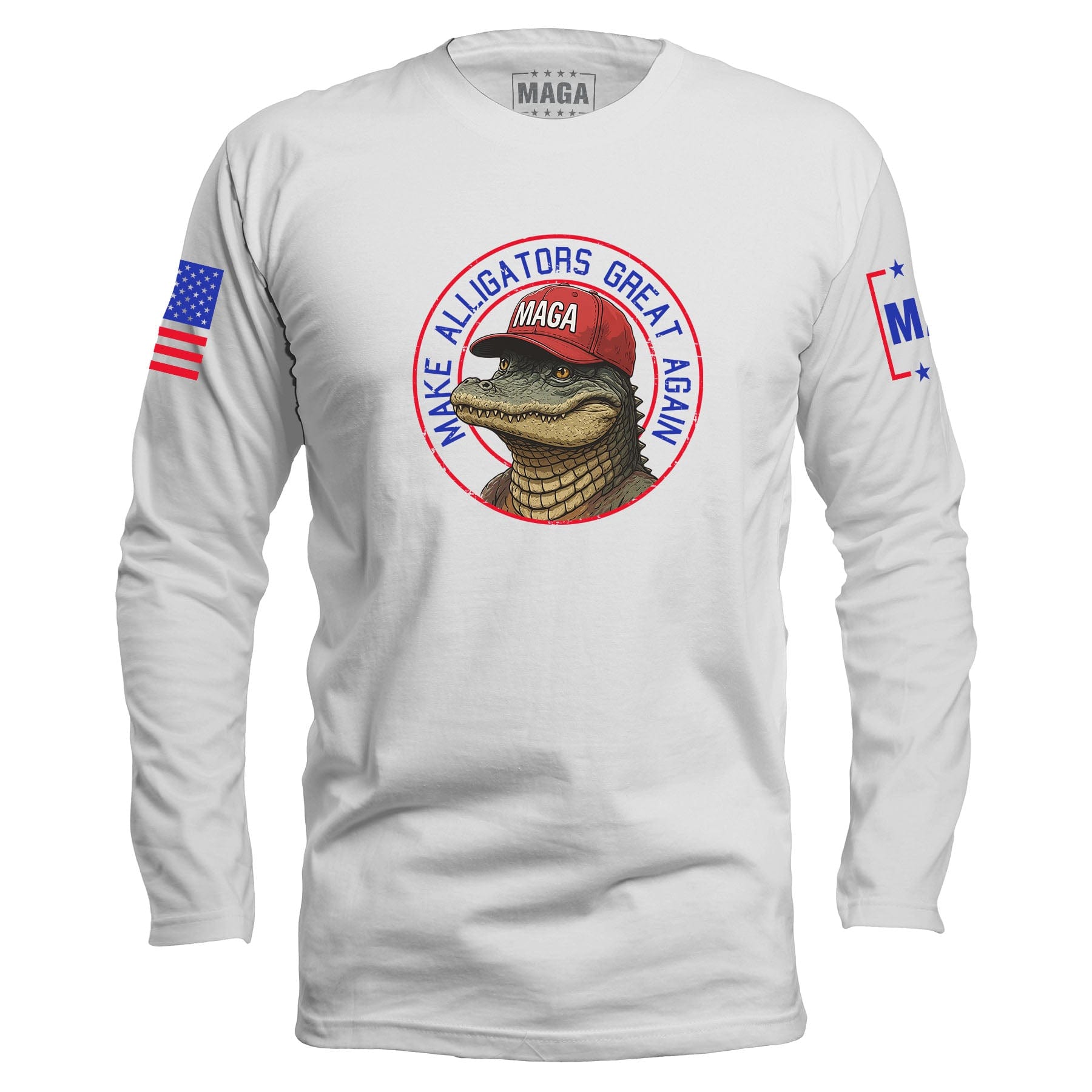 White / S Make Alligators Great Again v1 Long Sleeve maga trump