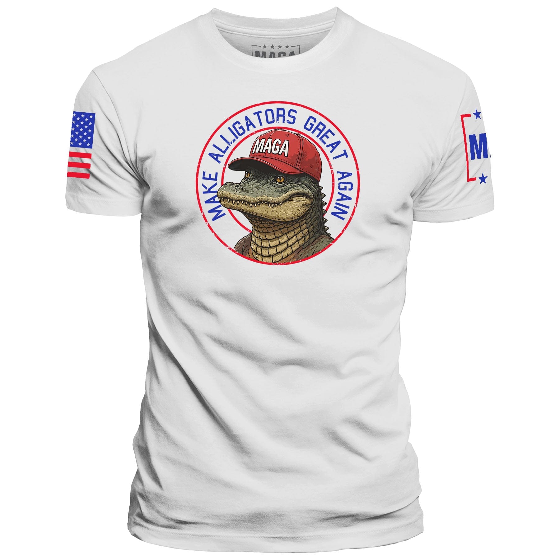 White / S Make Alligators Great Again v1 maga trump